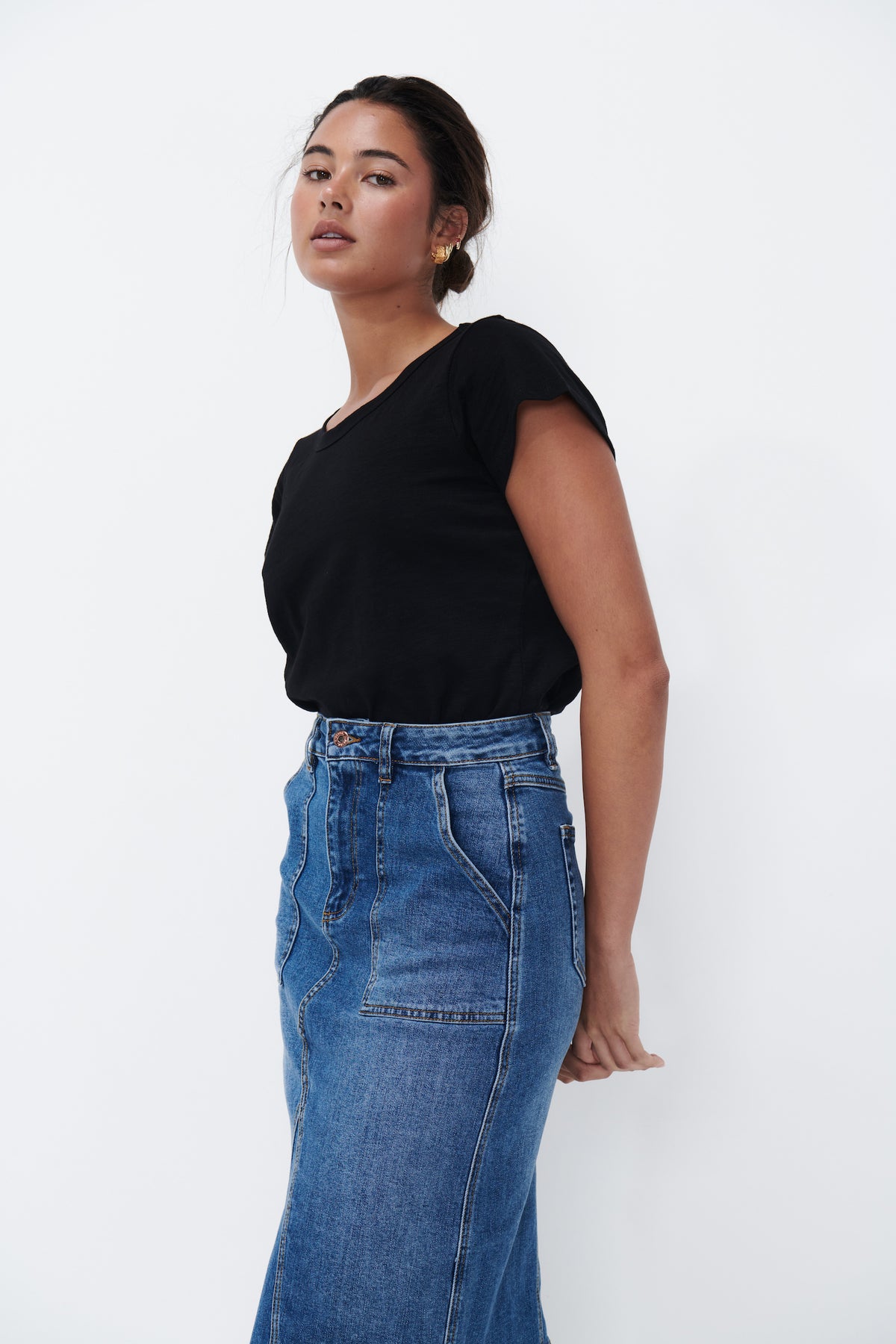 Bridget Skirt - Mid Washed Blue - Kireina Australia