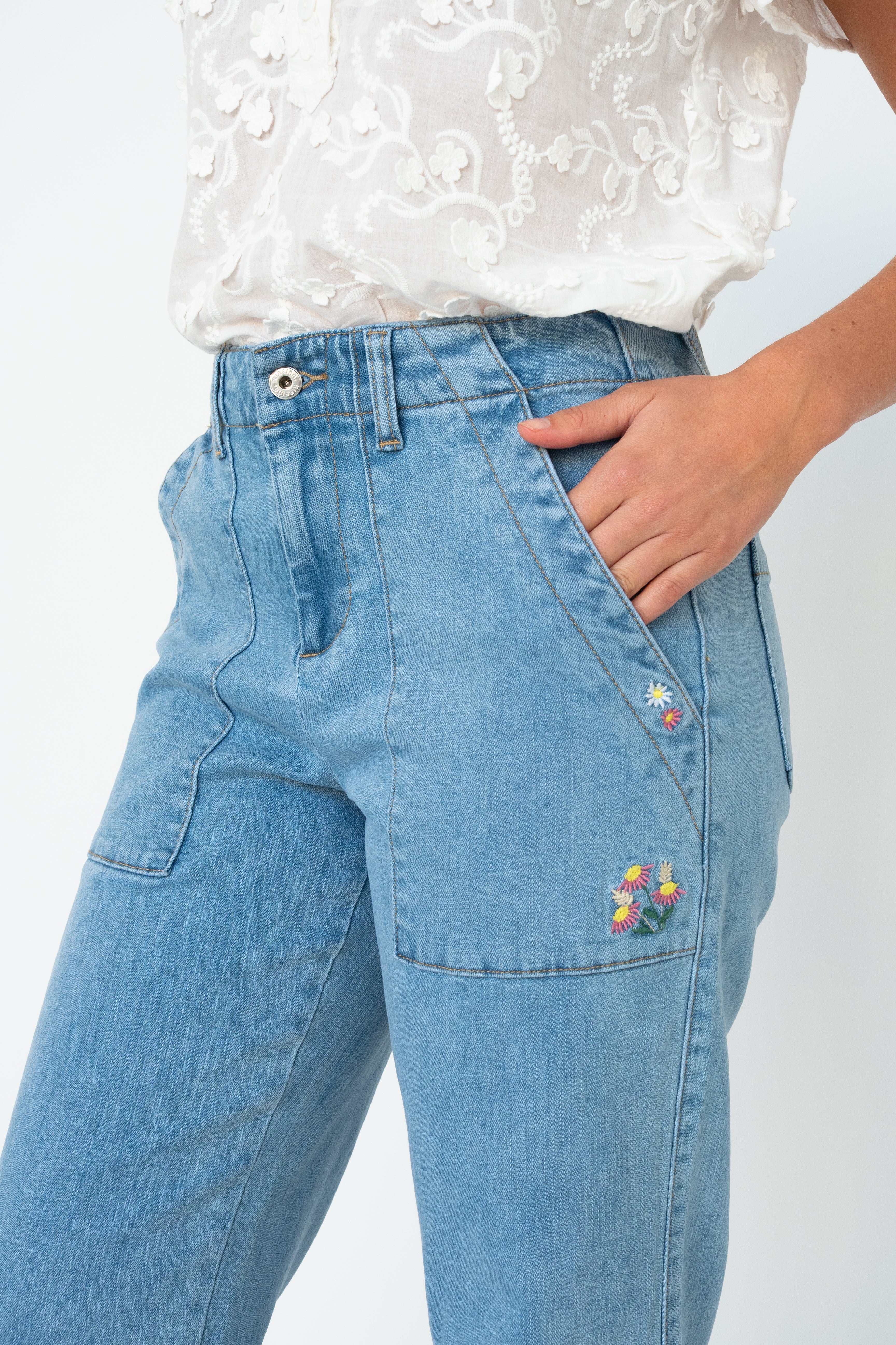 Celeste Pant | Floral - 70s Blue - Kireina Australia