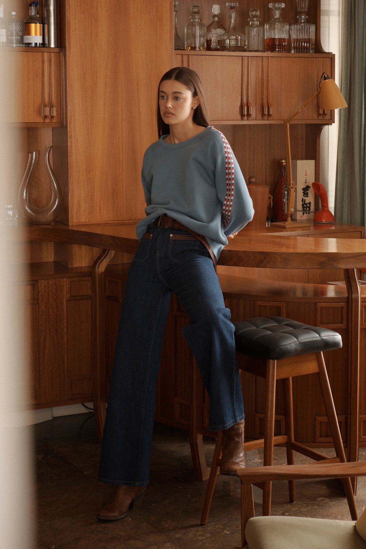 Harper Jean | Leather Pocket - Palisade Blue - Kireina Australia