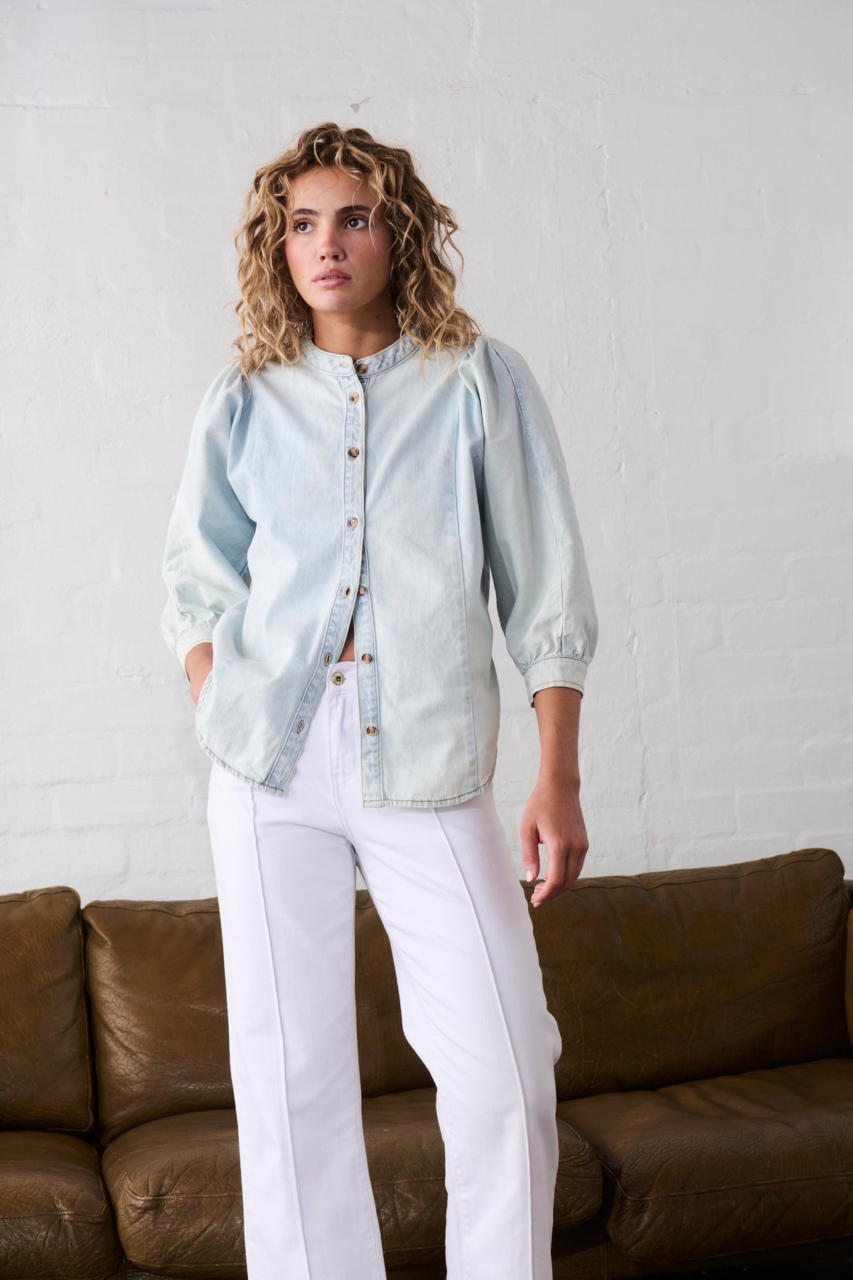 Gabriella Shirt - Sky Blue - Kireina Australia