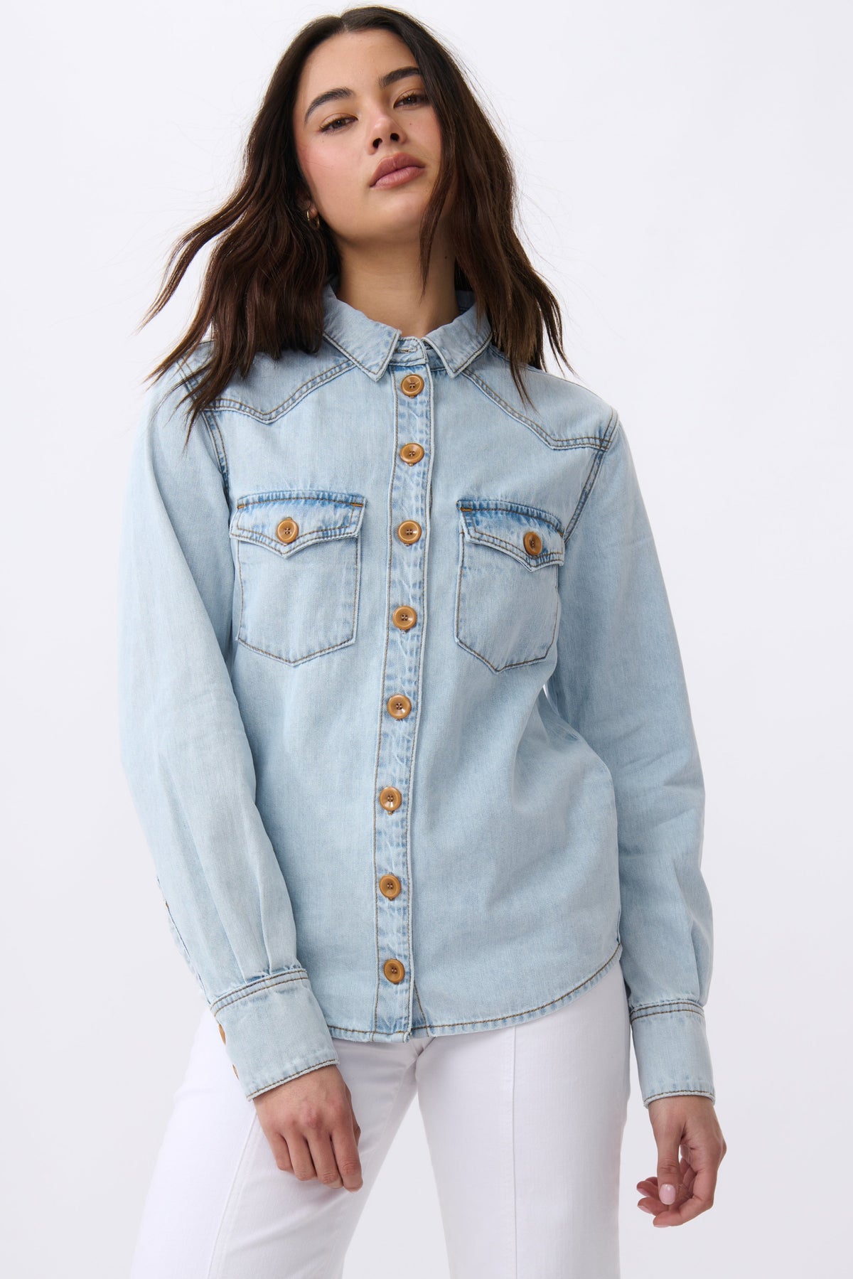 Naomi Shirt - Blue Bleach - Kireina Australia