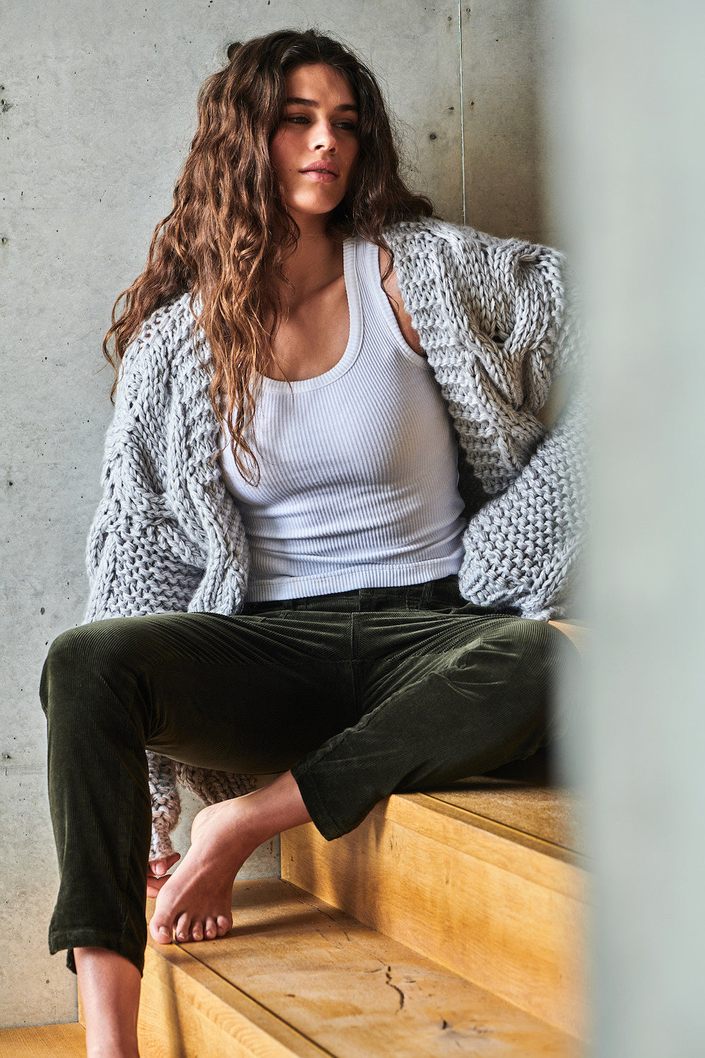 Soho Cord - Cropped | Khaki - Kireina Australia
