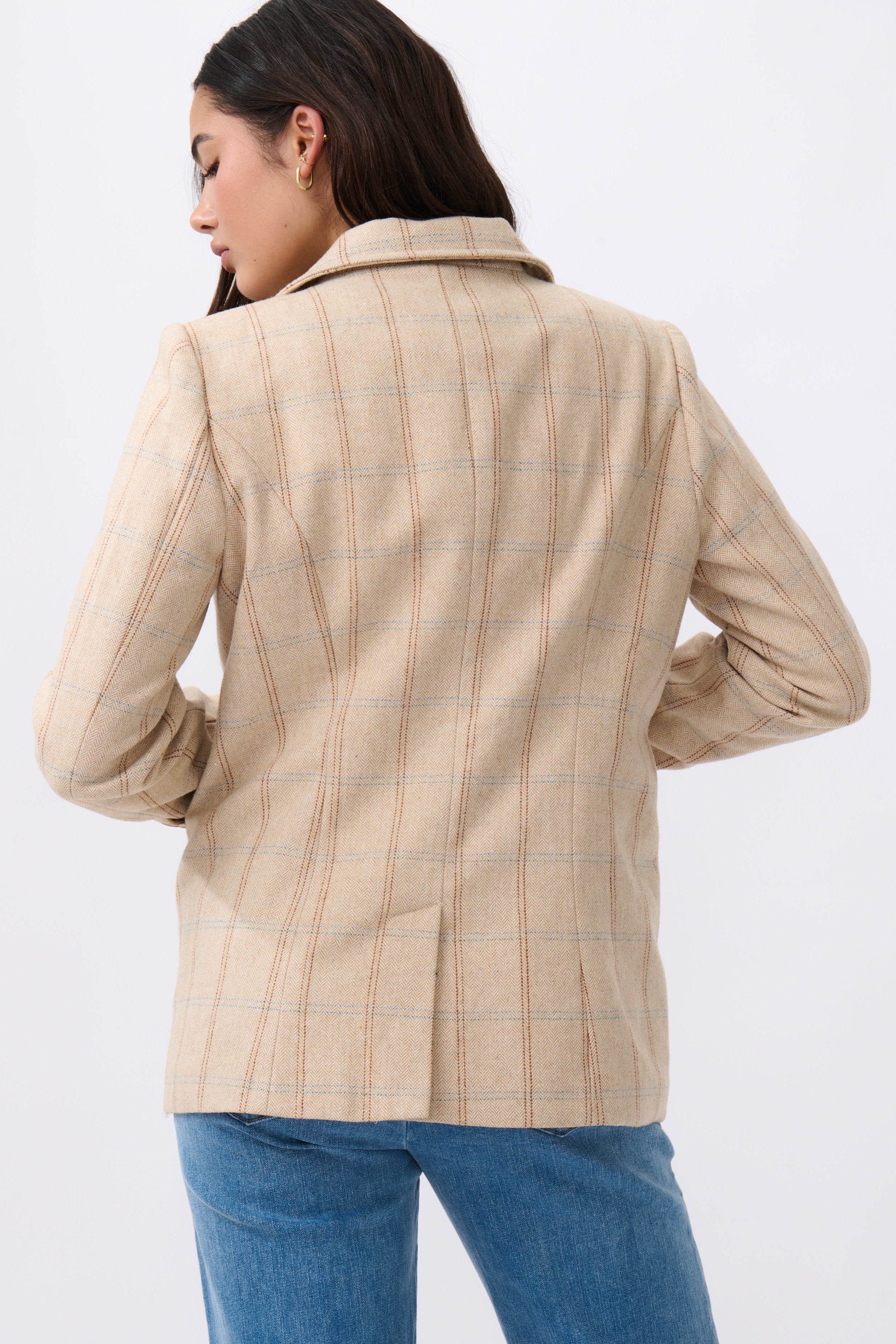 Addison Blazer - Cream Check - Kireina Australia
