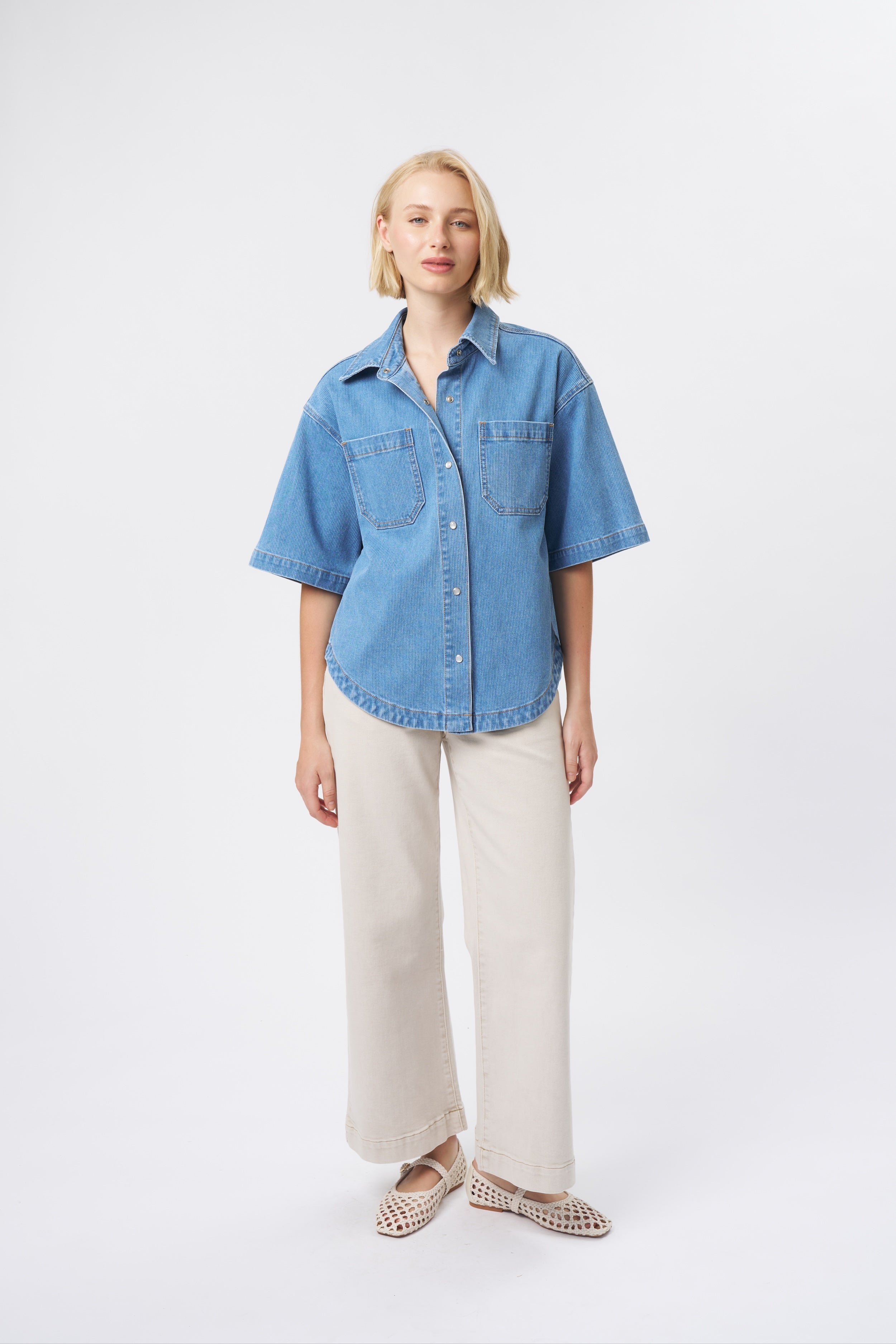 Beth Shirt | Cord - Mid Blue