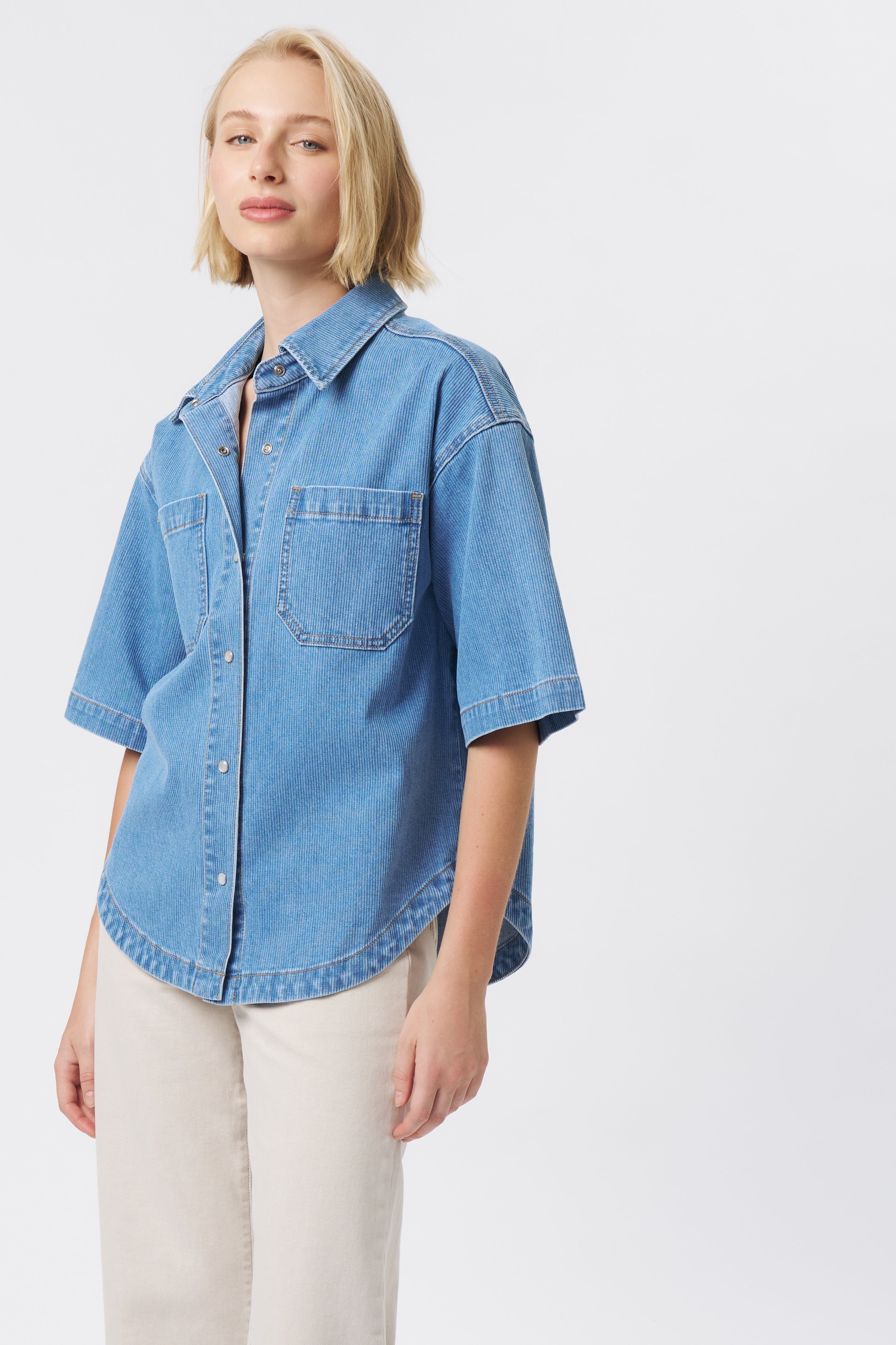 Beth Shirt | Cord - Mid Blue