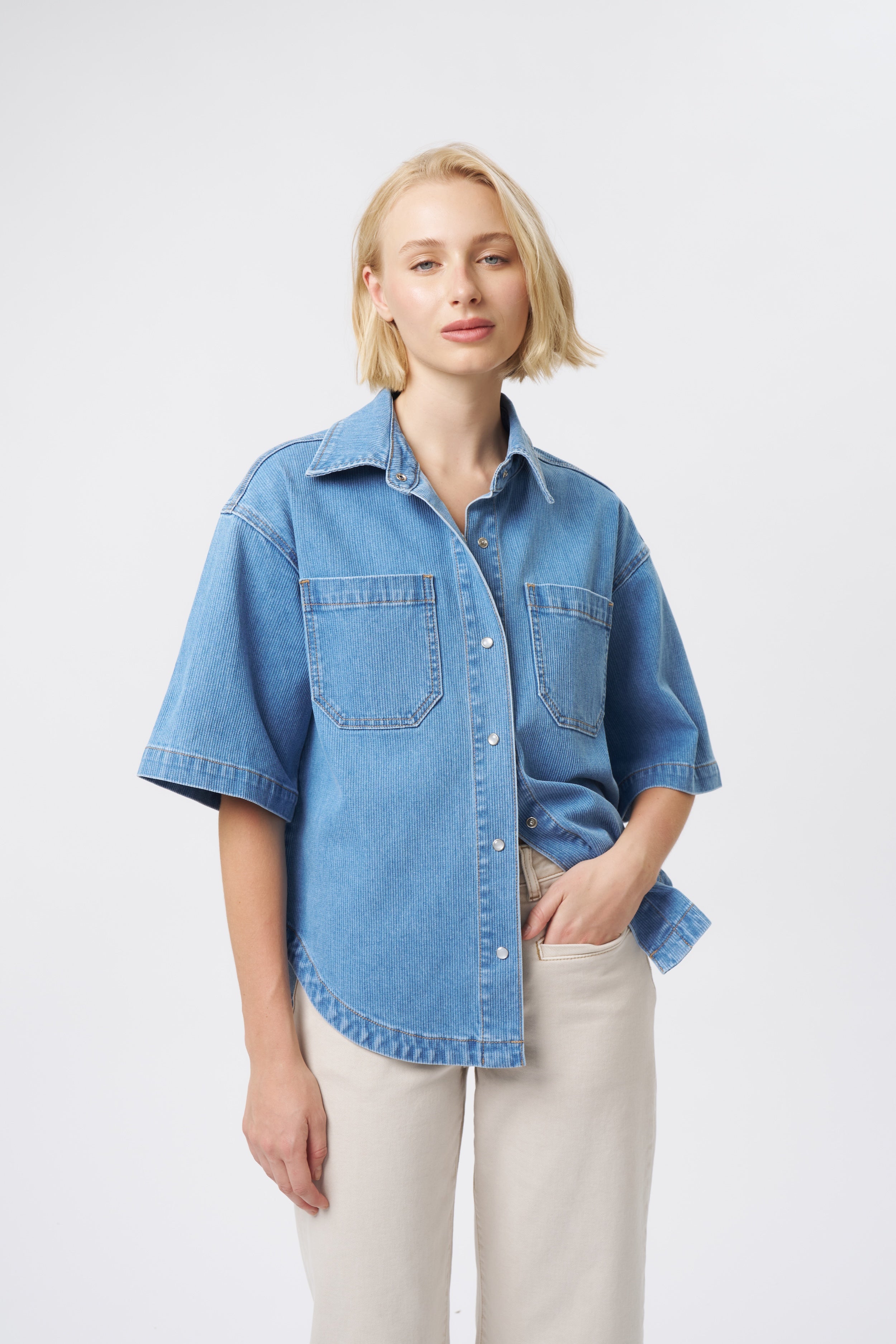 Beth Shirt | Cord - Mid Blue