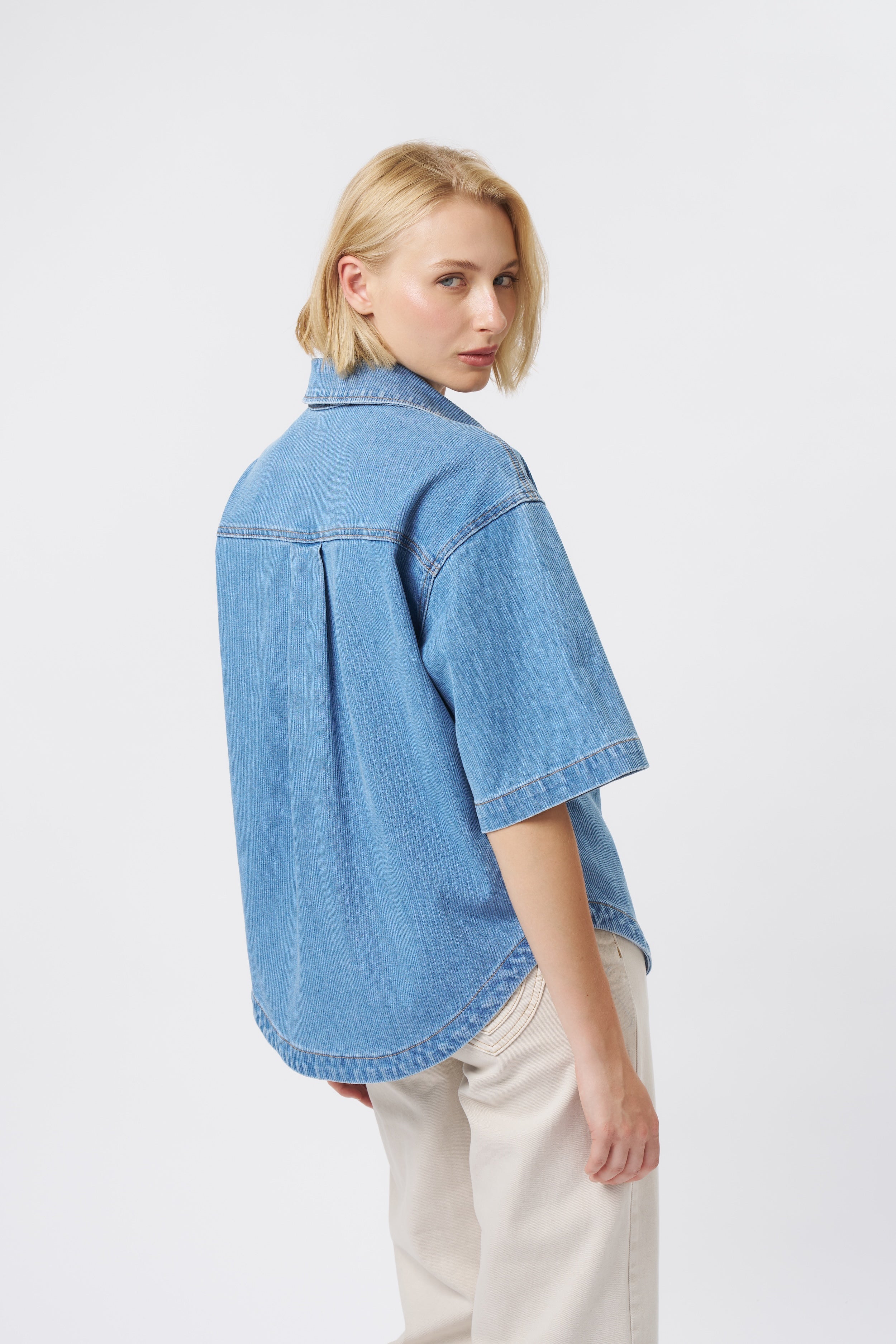 Beth Shirt | Cord - Mid Blue