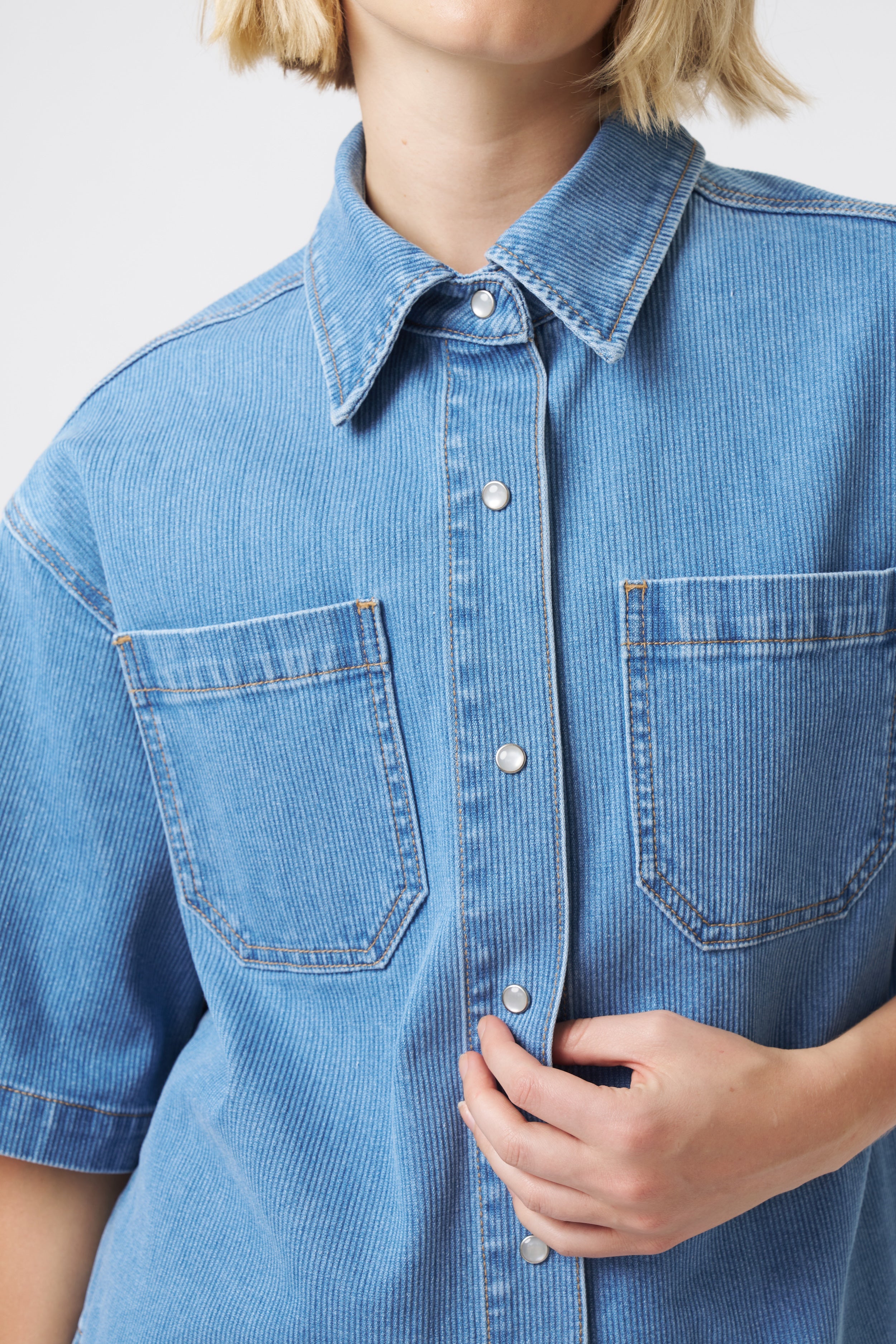 Beth Shirt | Cord - Mid Blue