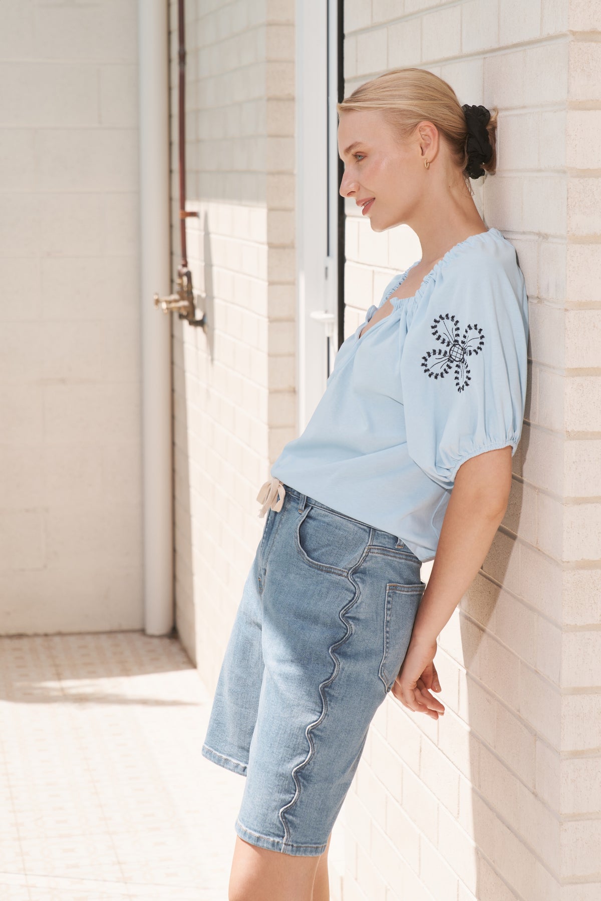 Bijou Short | Scallop Seam - 70s Blue