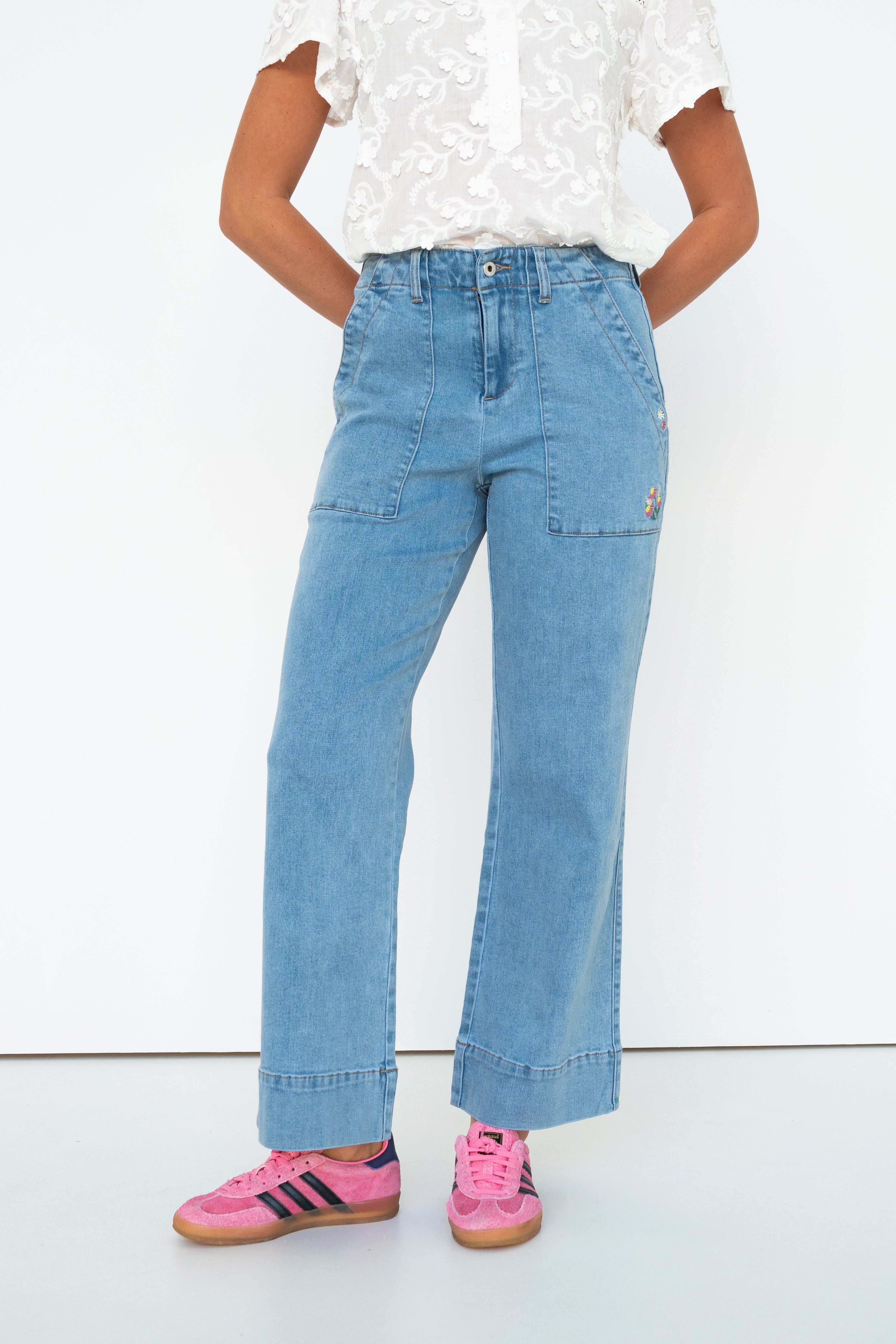 Celeste Pant | Floral - 70s Blue - Kireina Australia