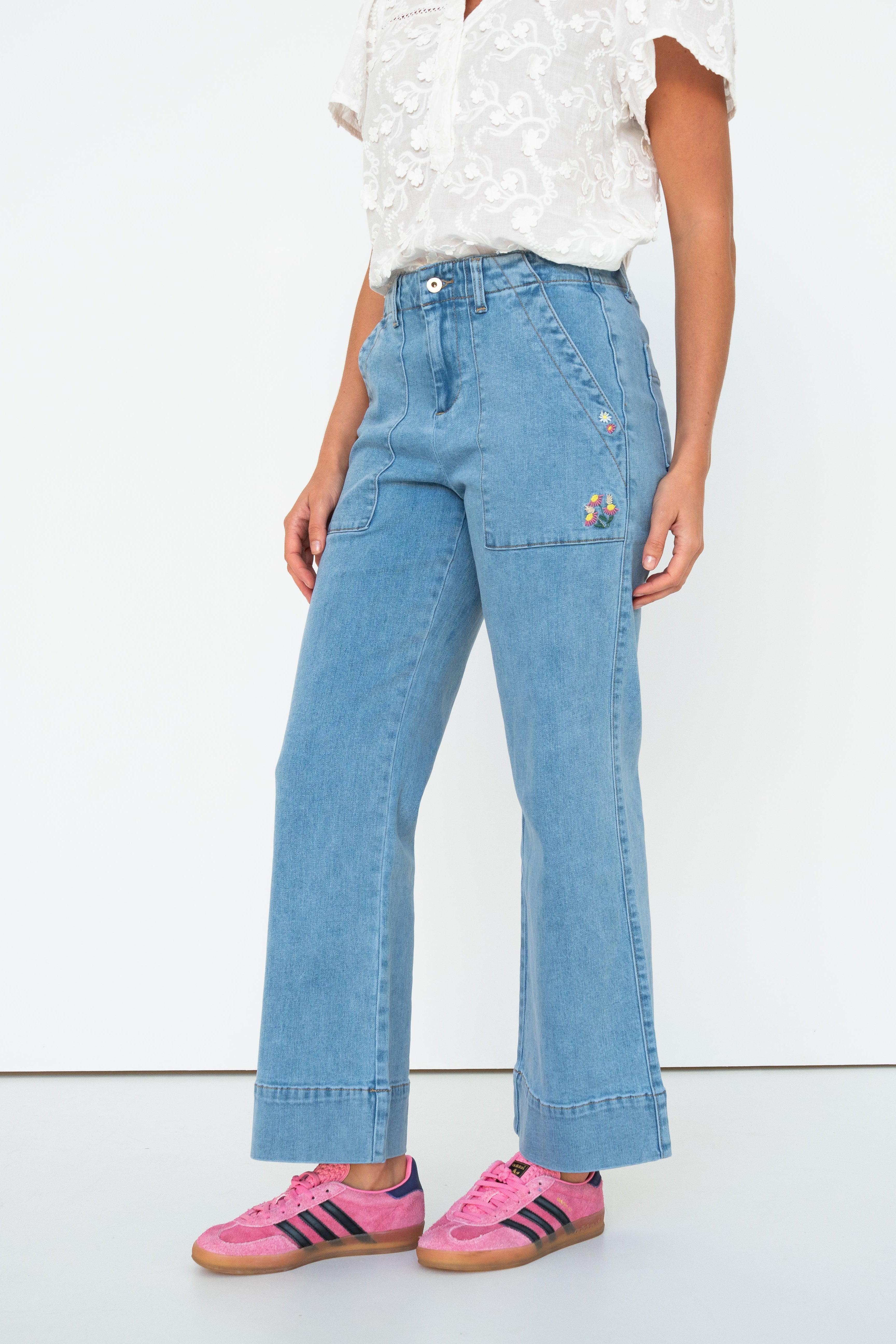 Celeste Pant | Floral - 70s Blue - Kireina Australia