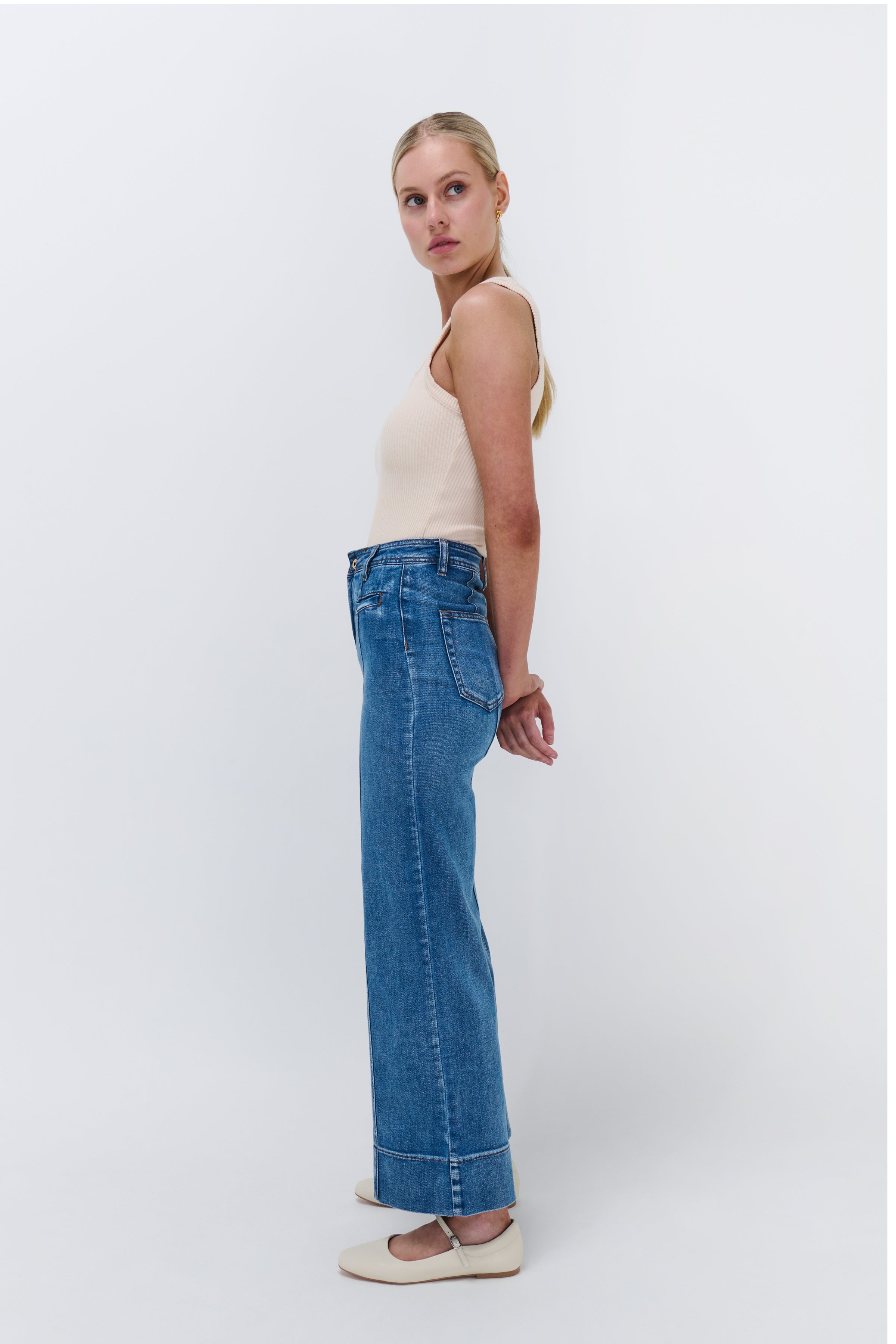 SEIRA×LAGUA TUCK WASH DENIM 25inch Charlie Jean - Sierra Wash