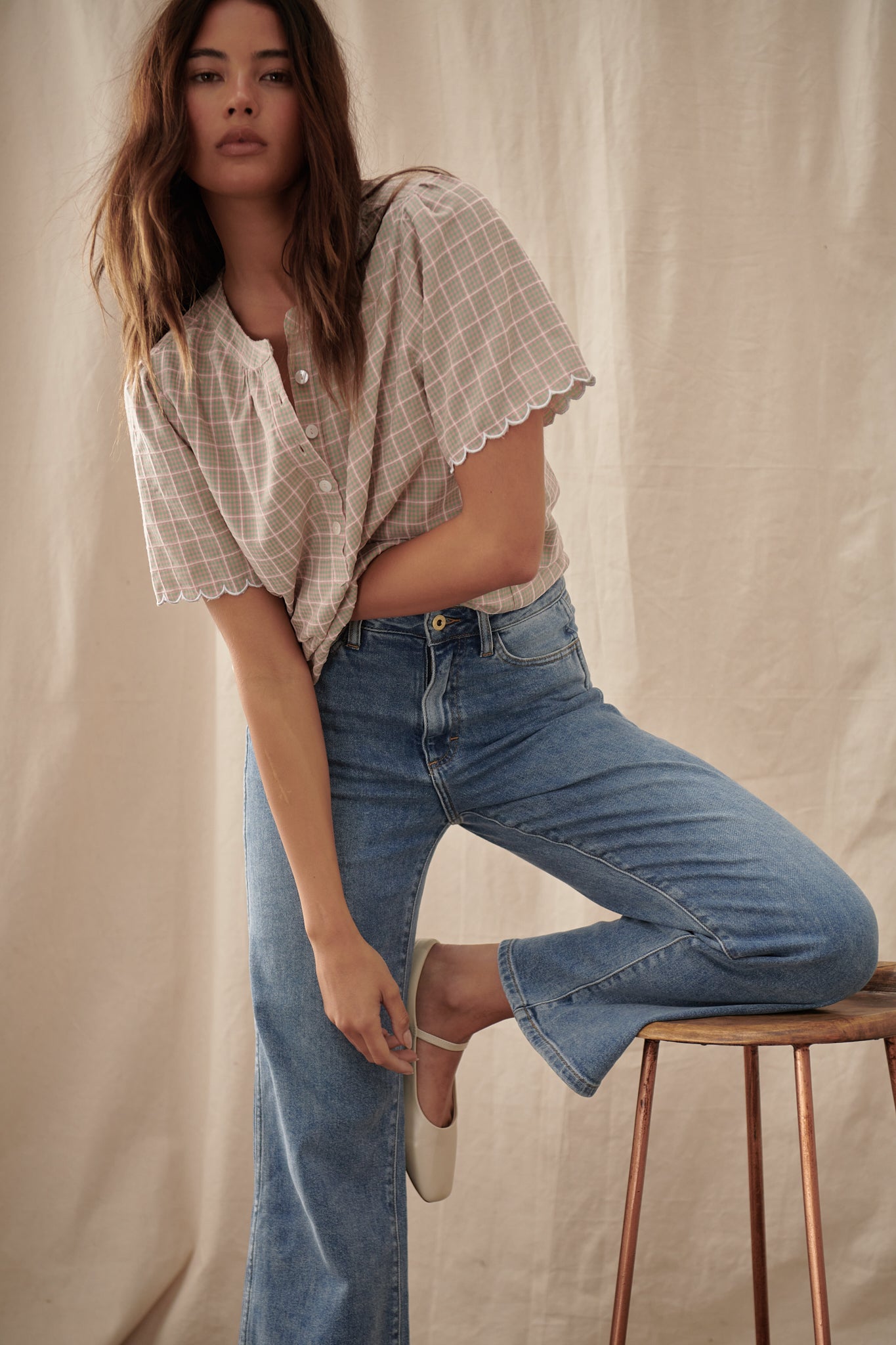 Eloise Top - Pink Check