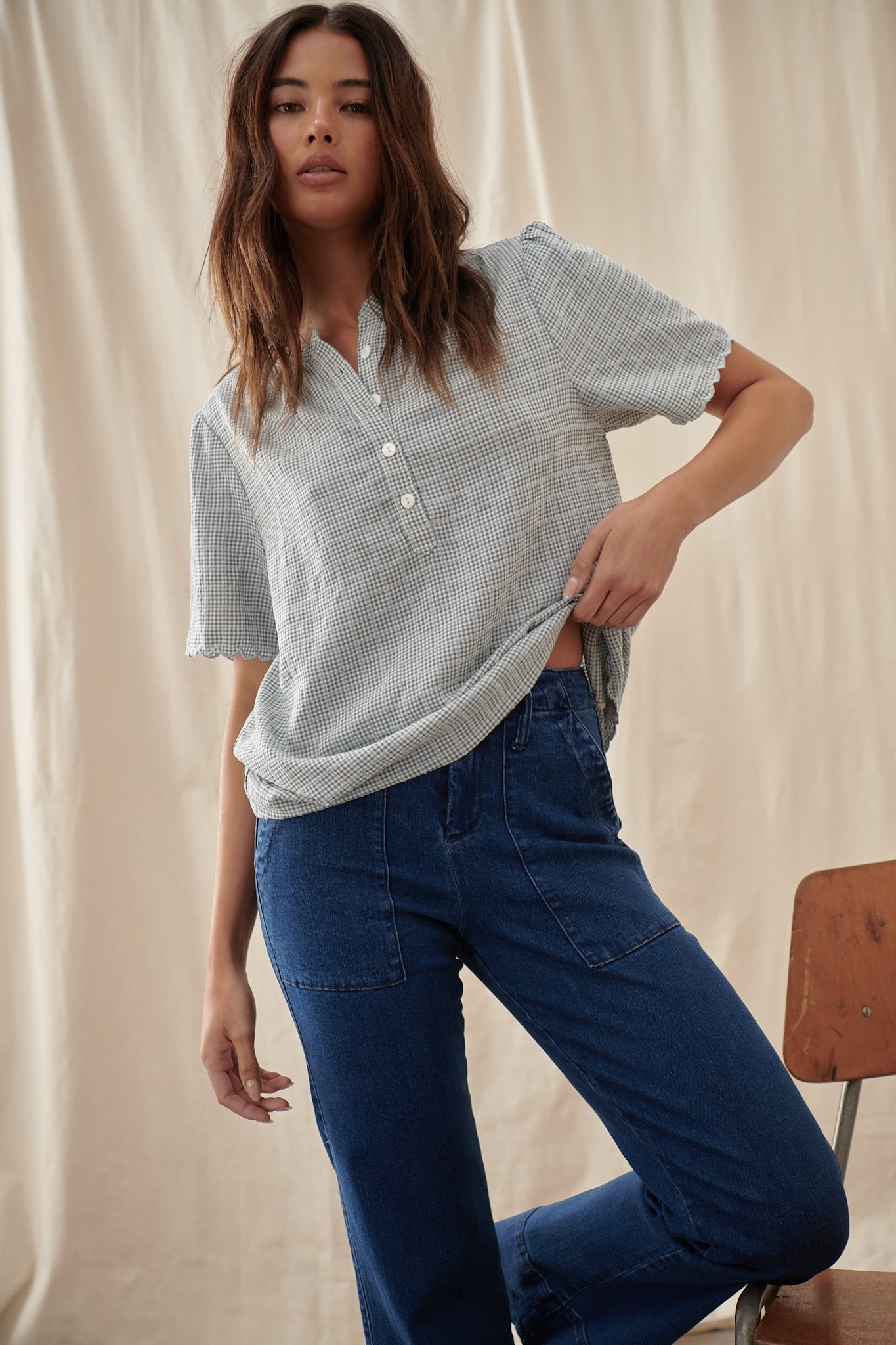 Eloise Top - Blue Check