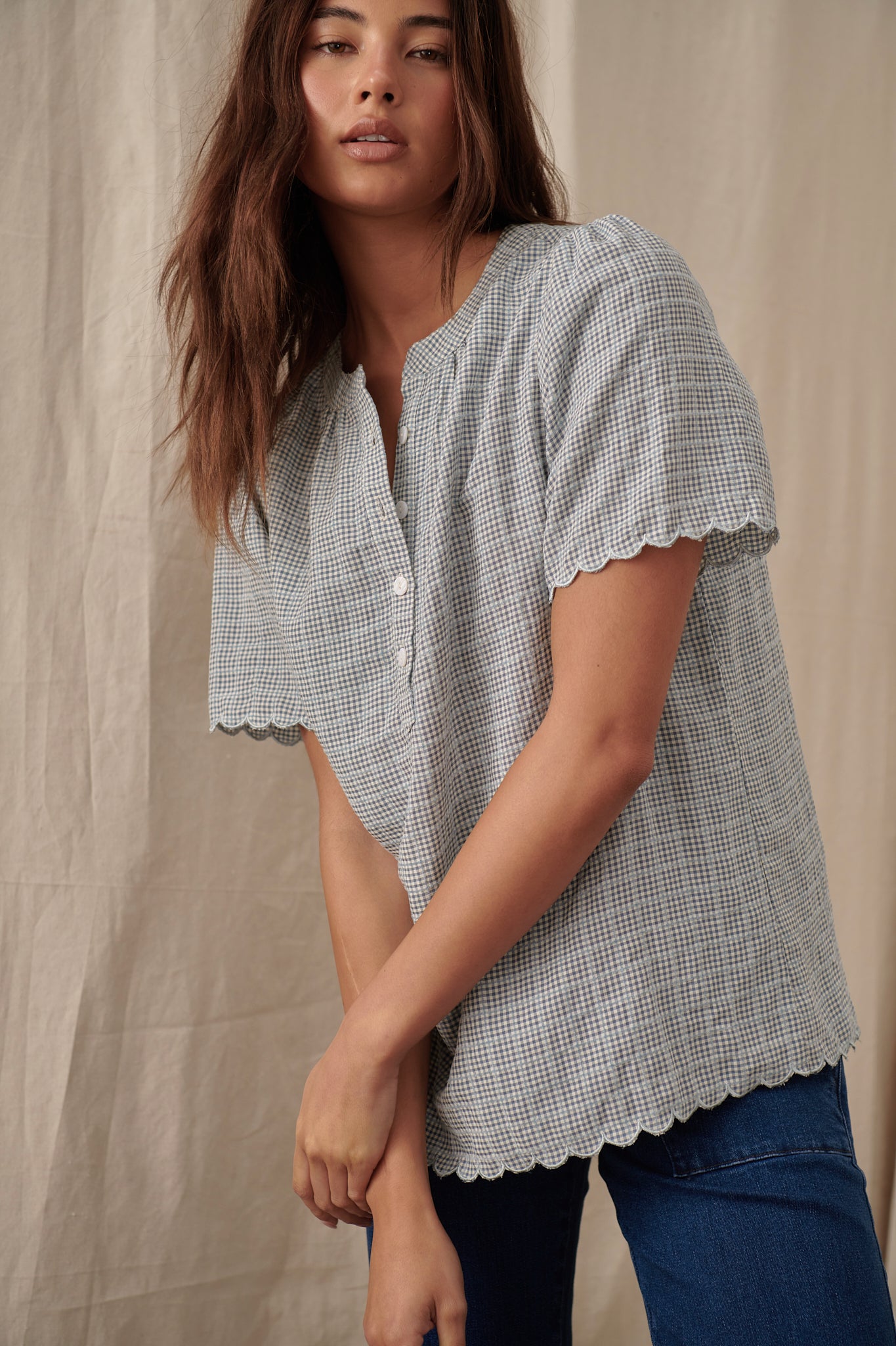 Eloise Top - Blue Check