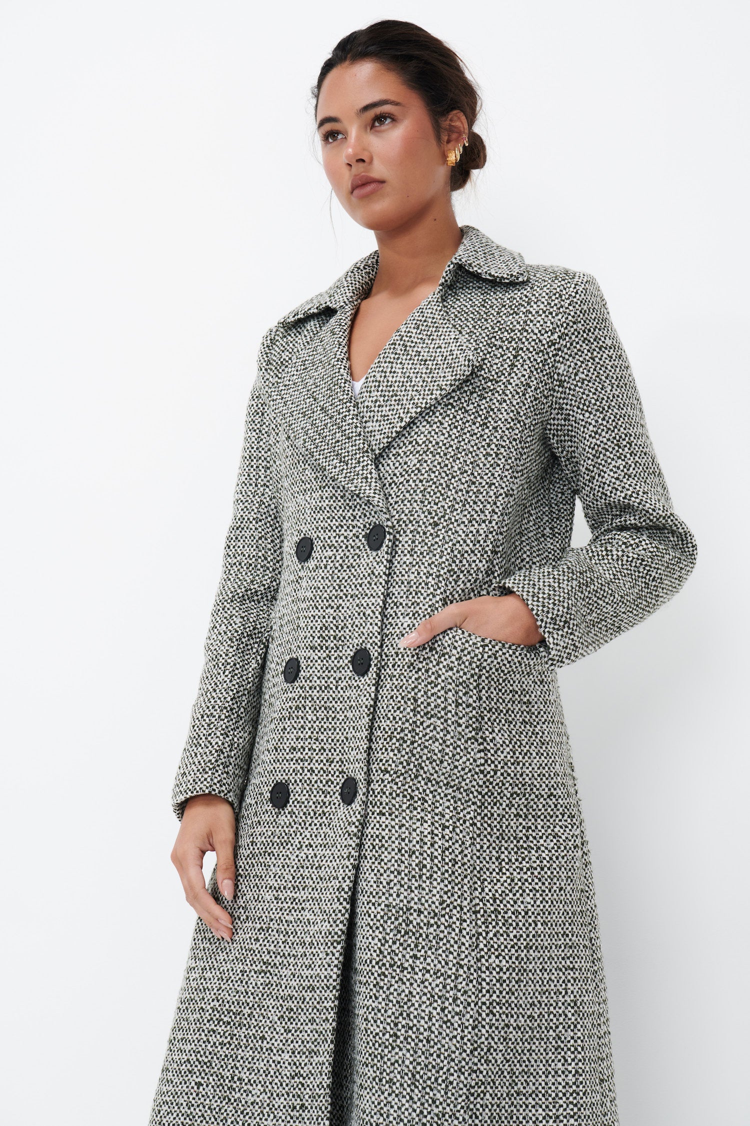 Etta Coat - Khaki Brocade - Kireina Australia