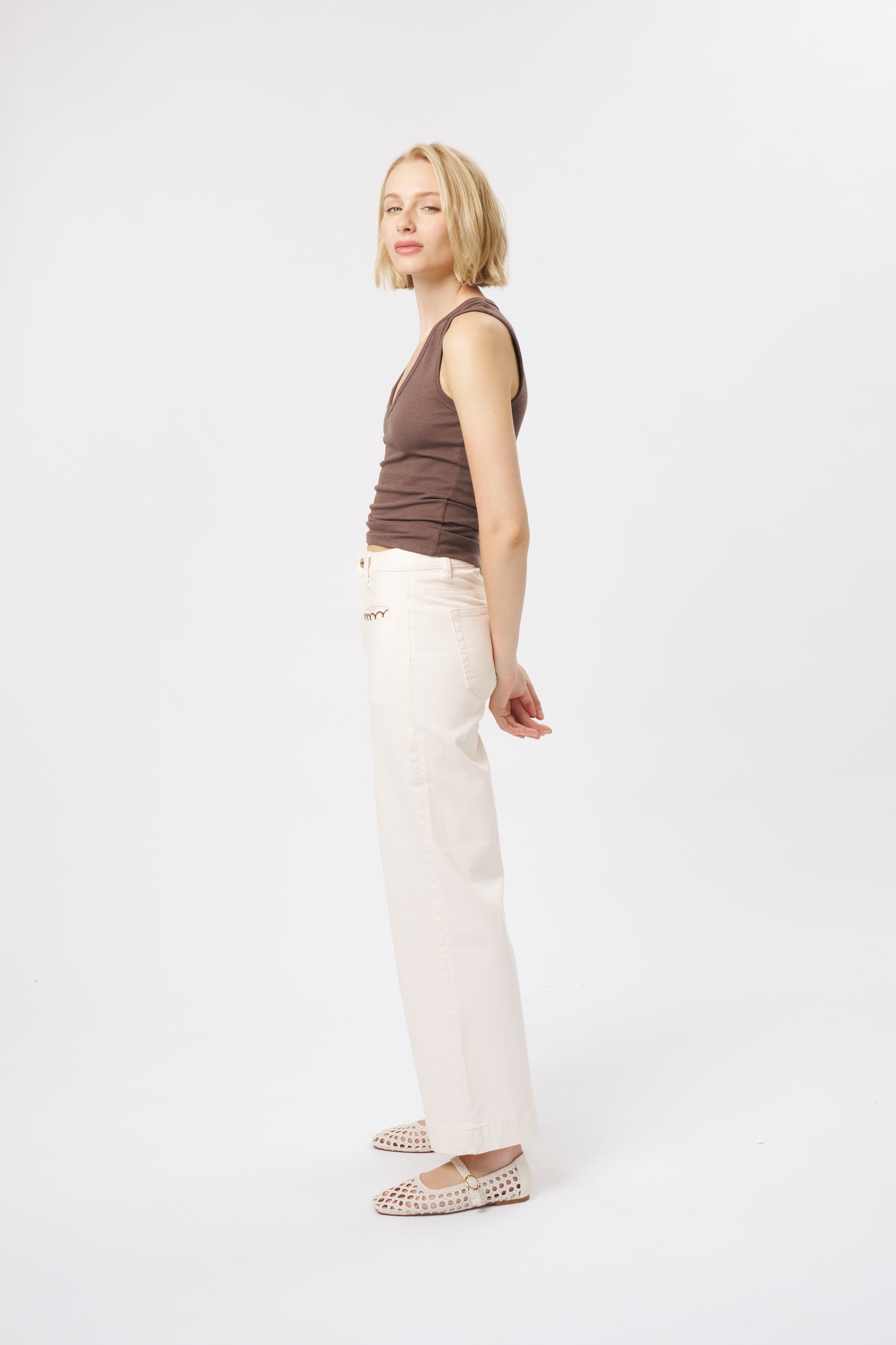 Freya Jean | Scallop Pocket - Ecru