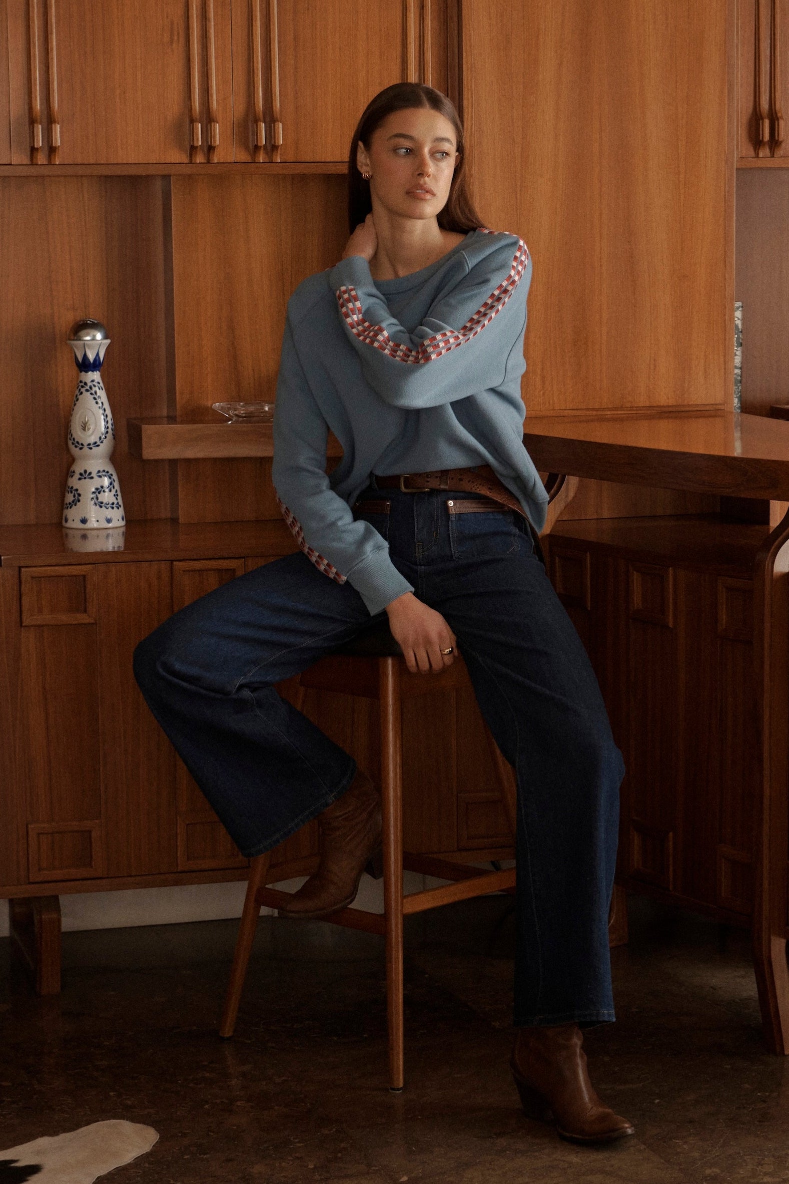 Harper Jean | Leather Pocket - Palisade Blue - Kireina Australia