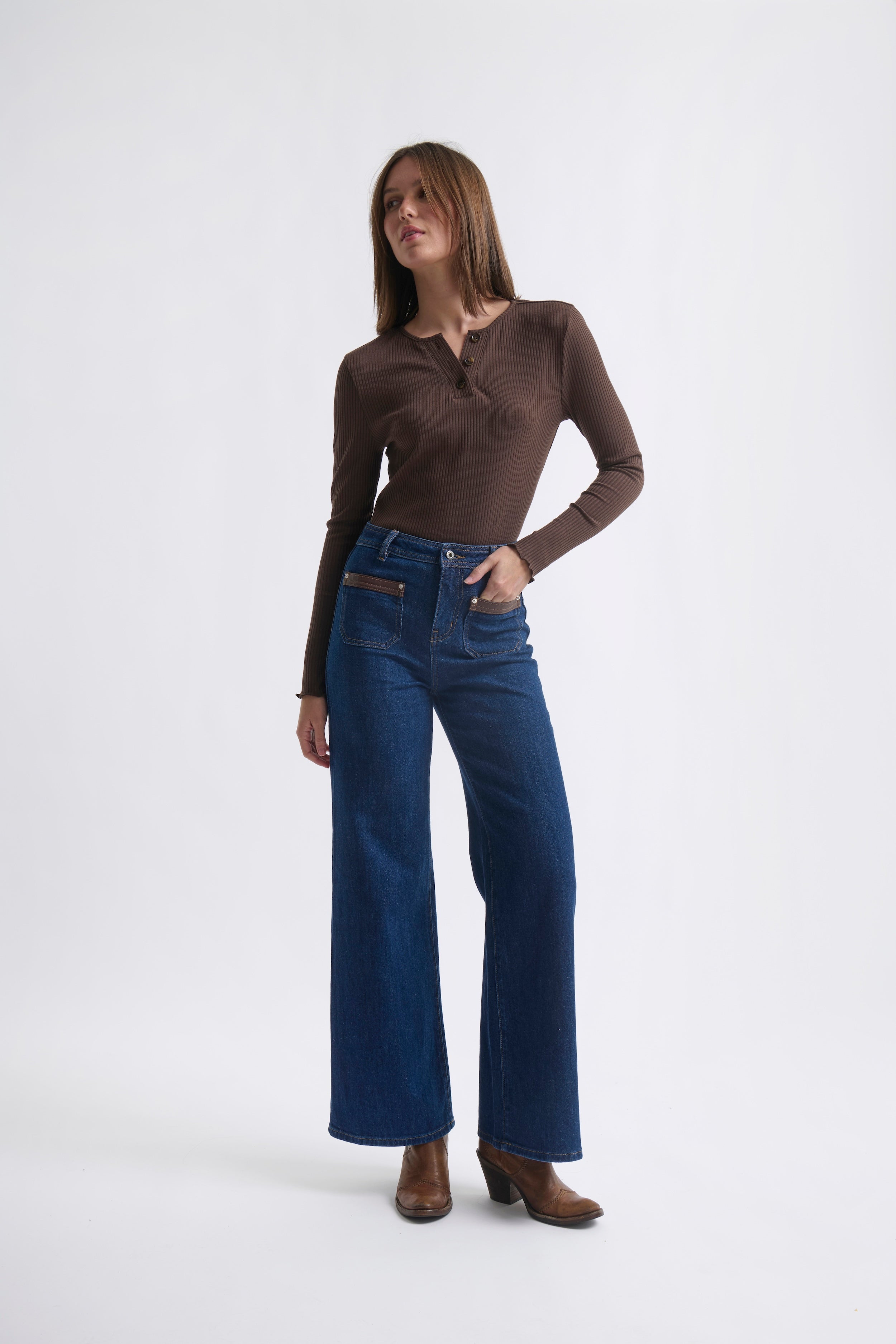 Harper Jean | Leather Pocket - Palisade Blue - Kireina Australia