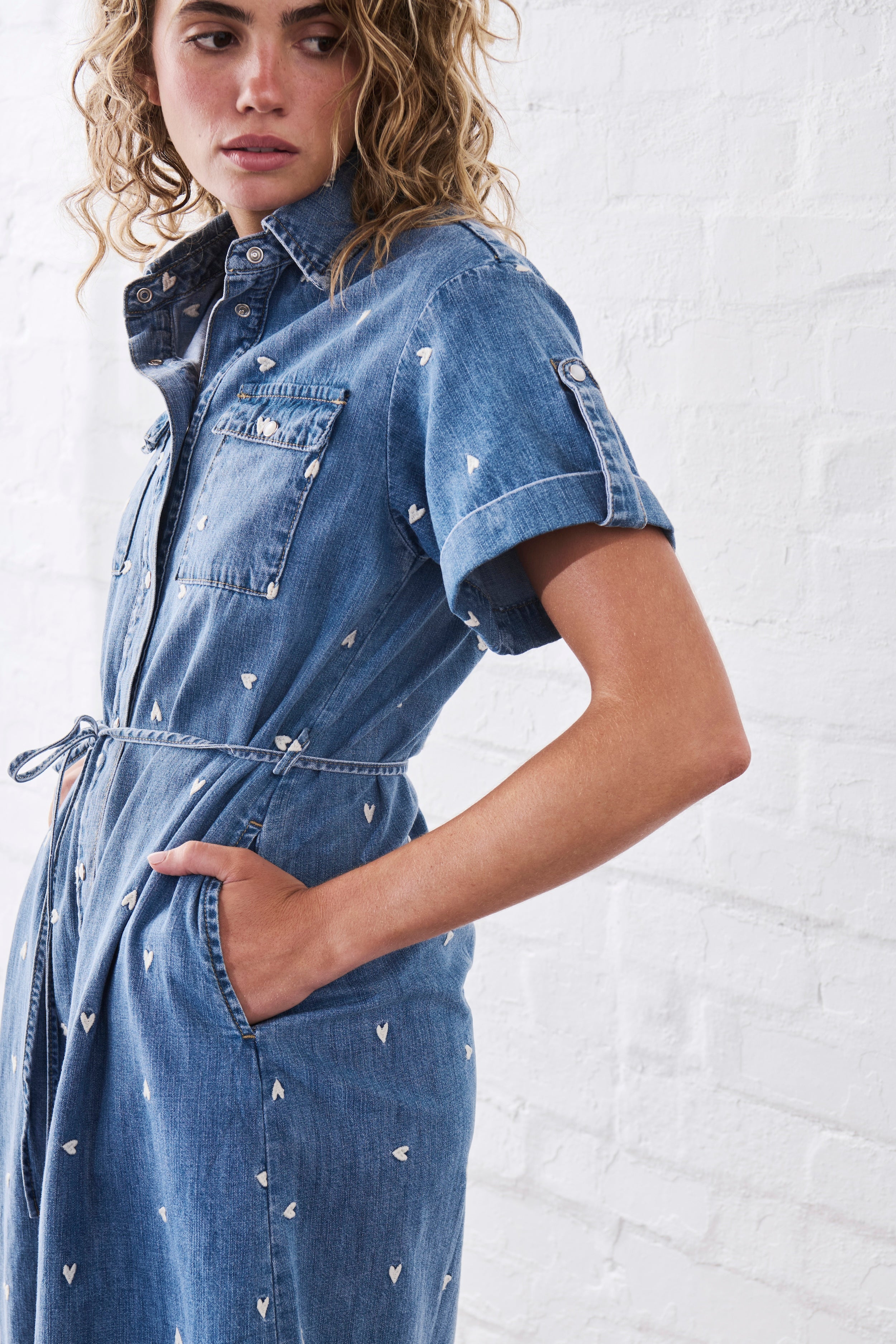 Simone Dress | Heart - 70s Blue - Kireina Australia