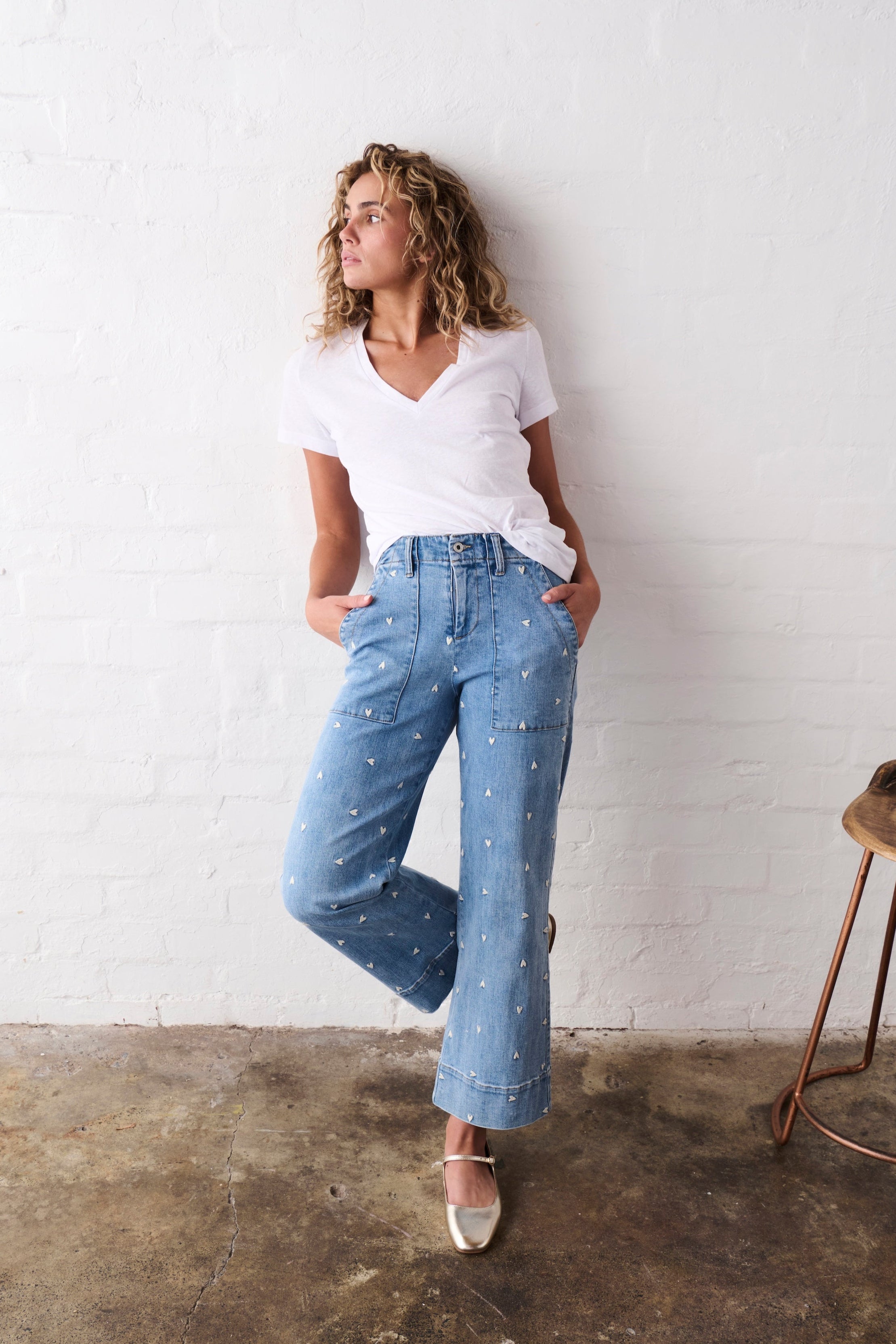 Celeste Pant | Heart - 70s Blue