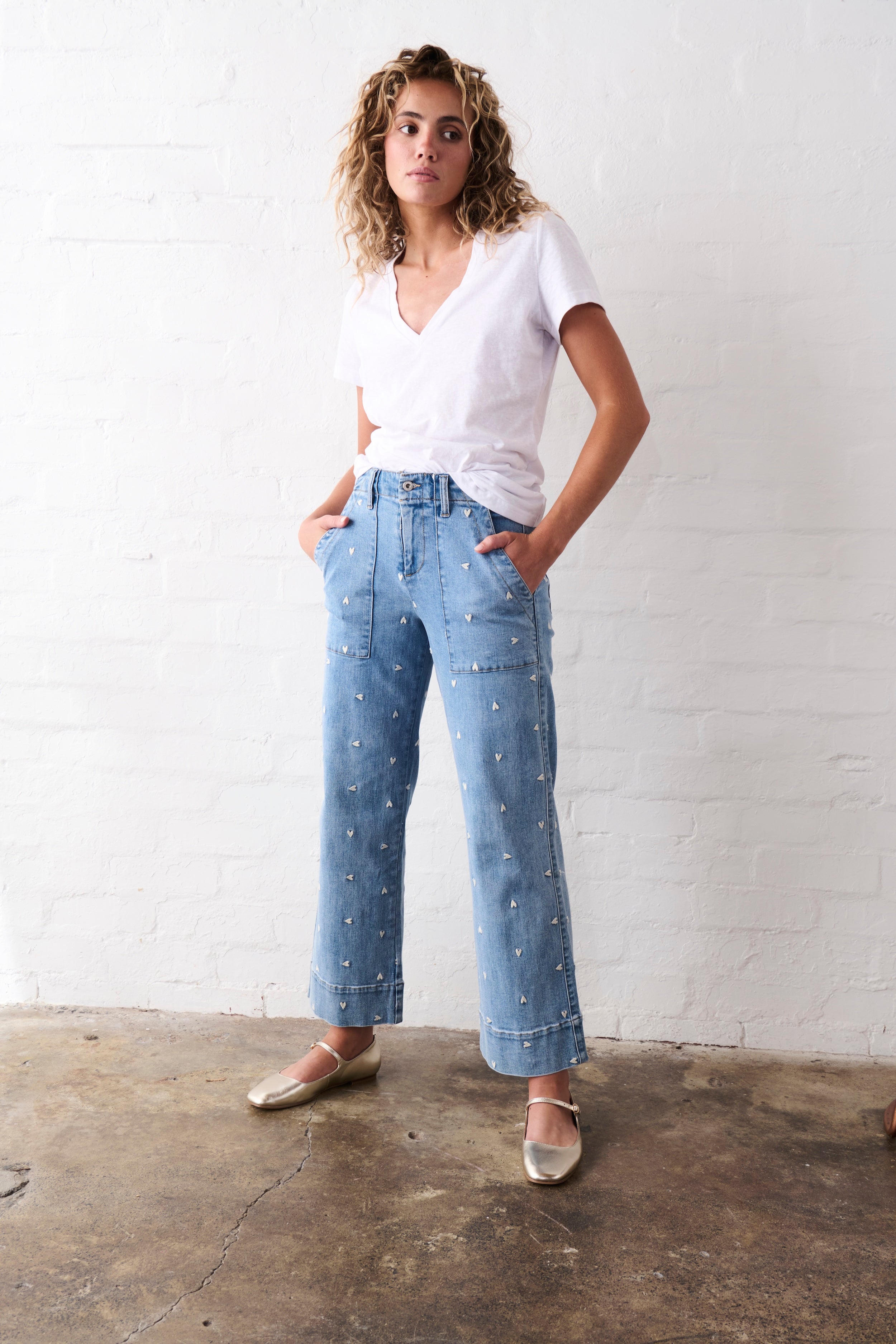 Celeste Pant | Heart - 70s Blue