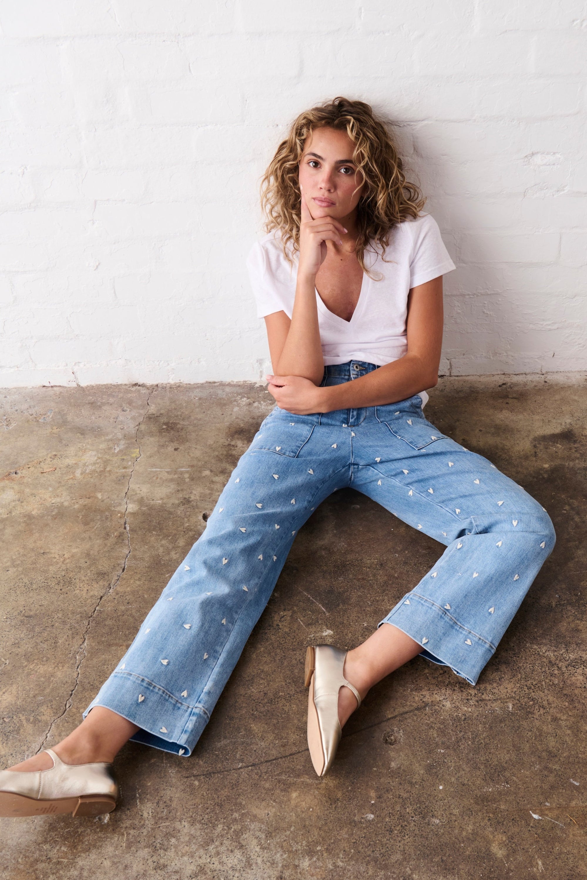 Celeste Pant | Heart - 70s Blue