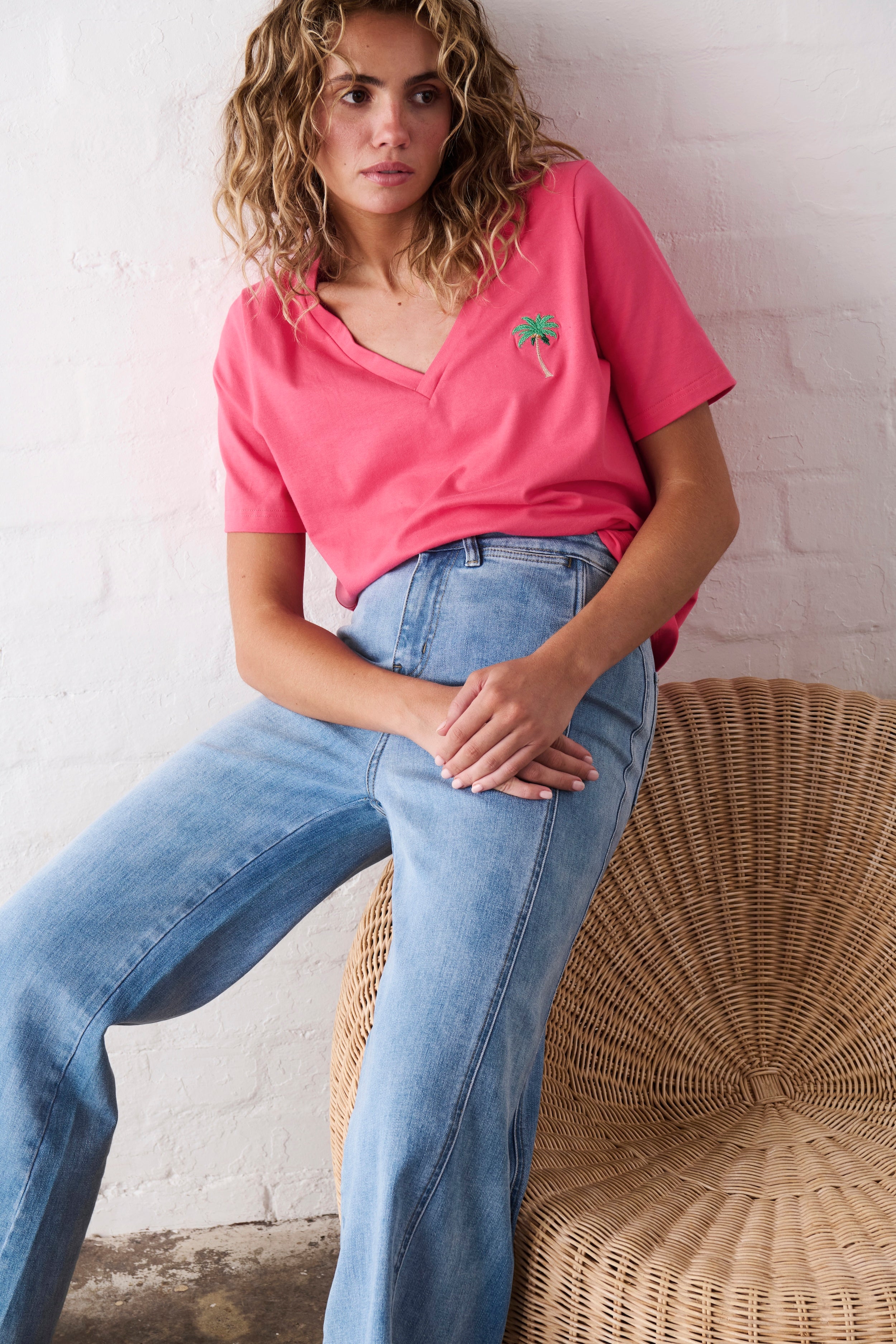 Victoria Tee | Palm Tree - Pink