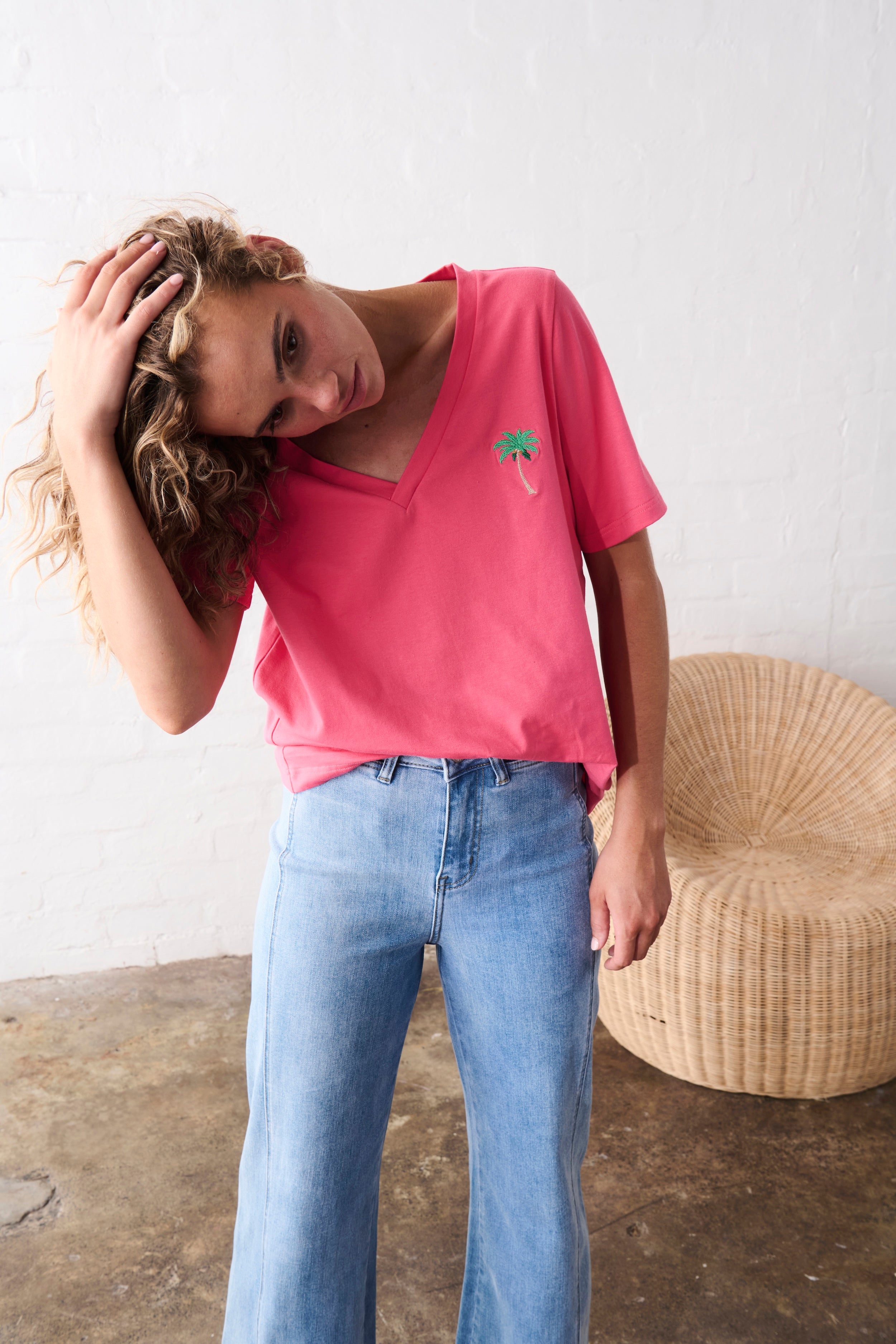 Victoria Tee | Palm Tree - Pink