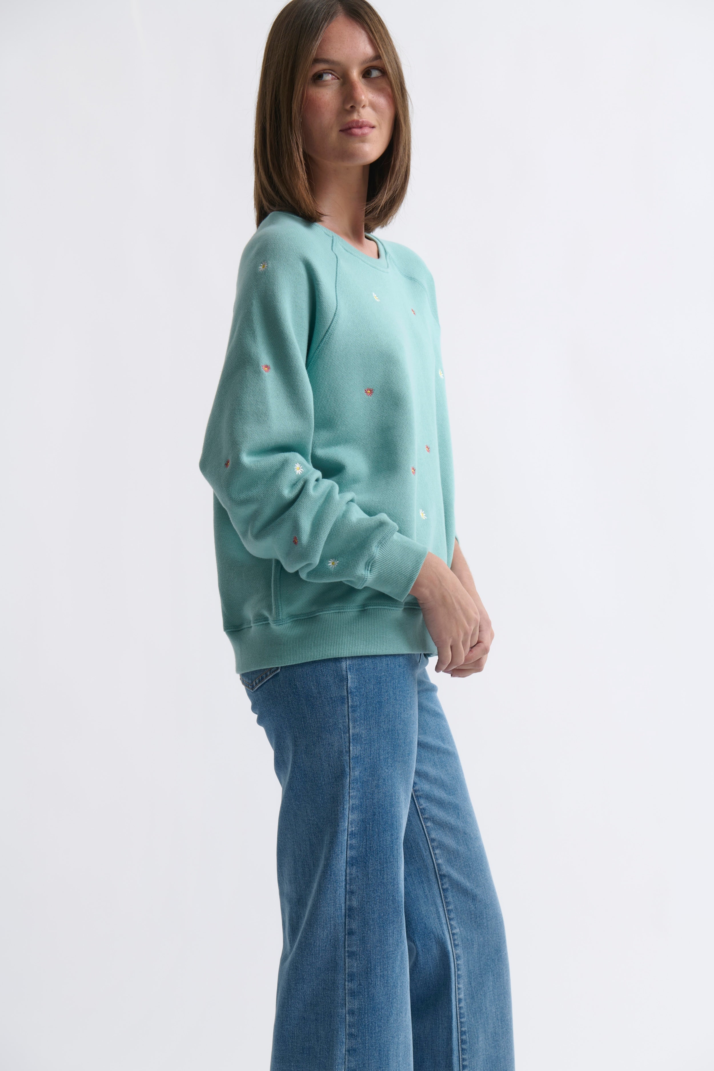 Patti Sweatshirt | Daisy - Mint Green - Kireina Australia