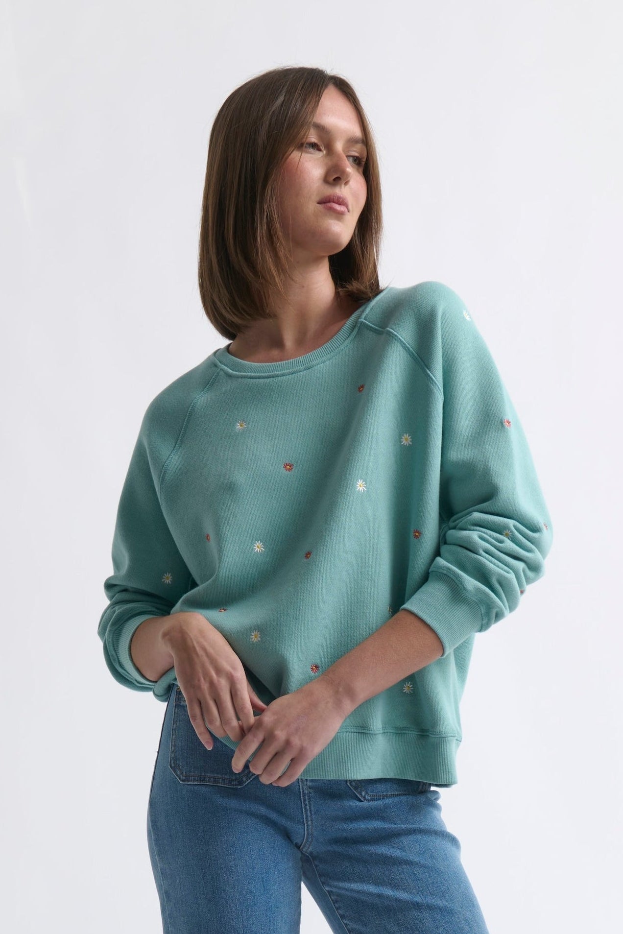 Patti Sweatshirt | Daisy - Mint Green - Kireina Australia