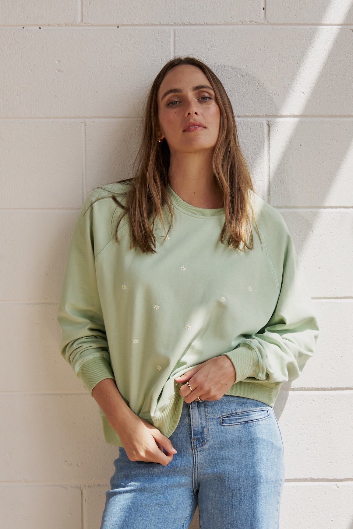 Patti Sweatshirt | Daisy - Grape Green