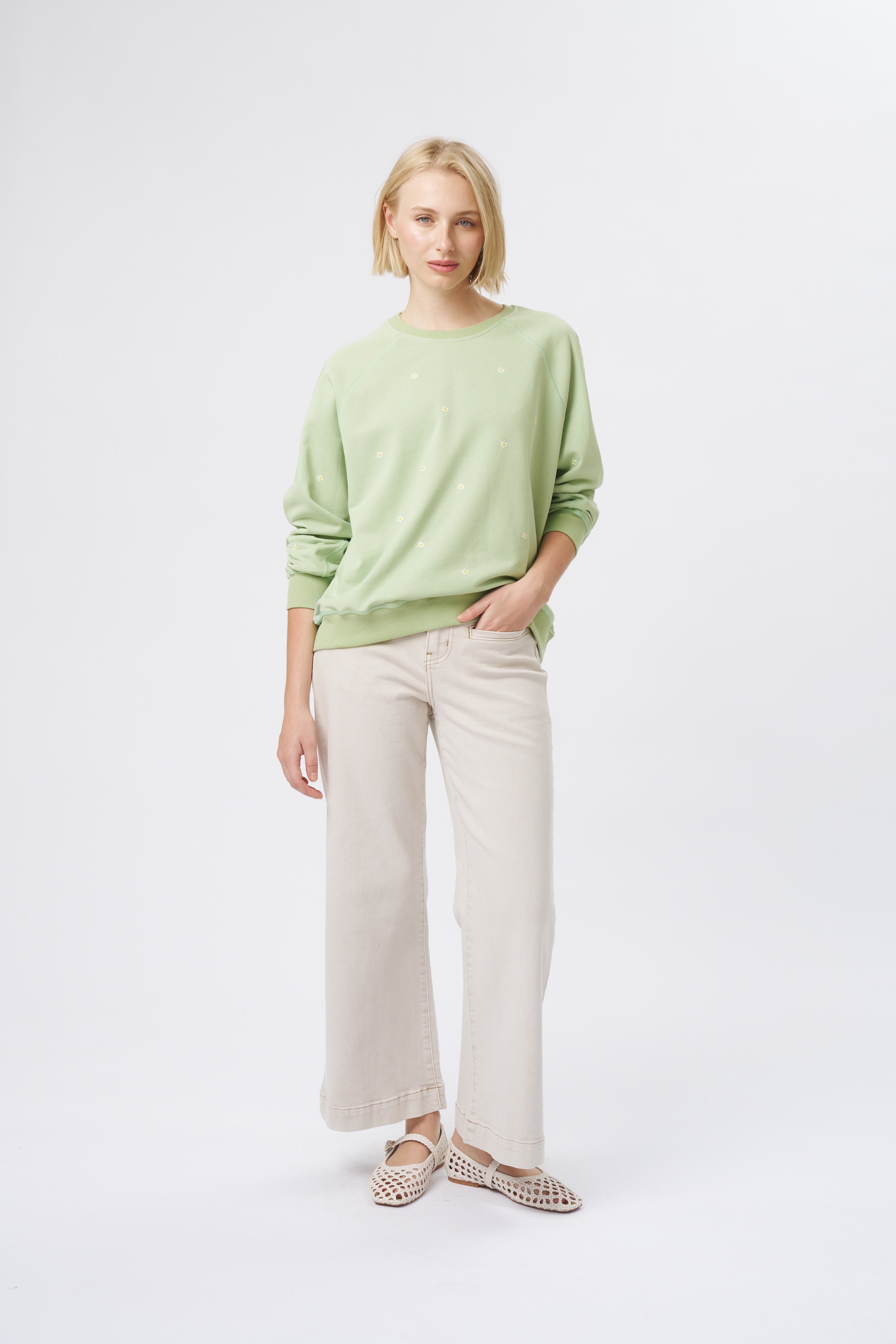 Patti Sweatshirt | Daisy - Grape Green