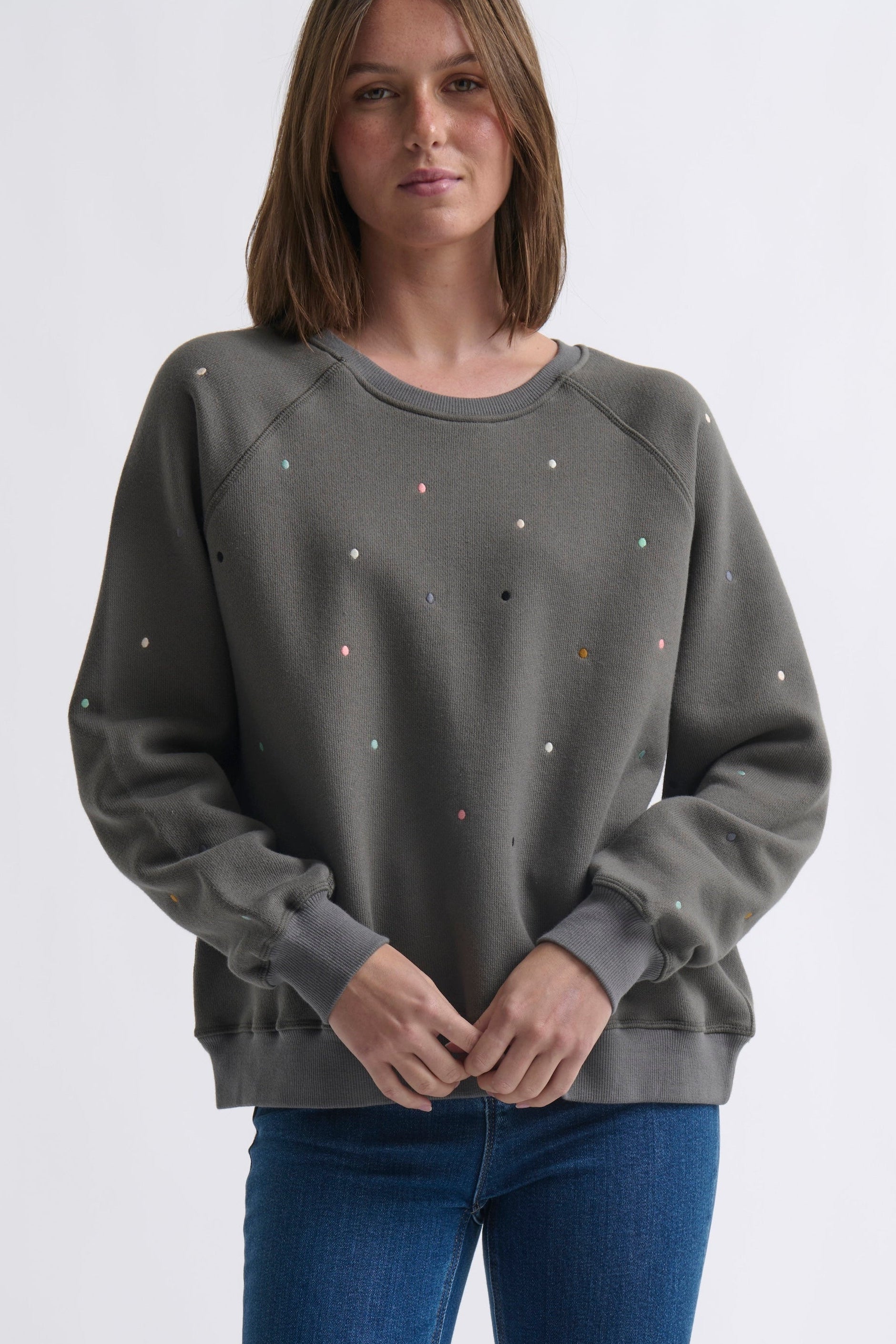 Patti Sweatshirt | Dot - Licorice - Kireina Australia