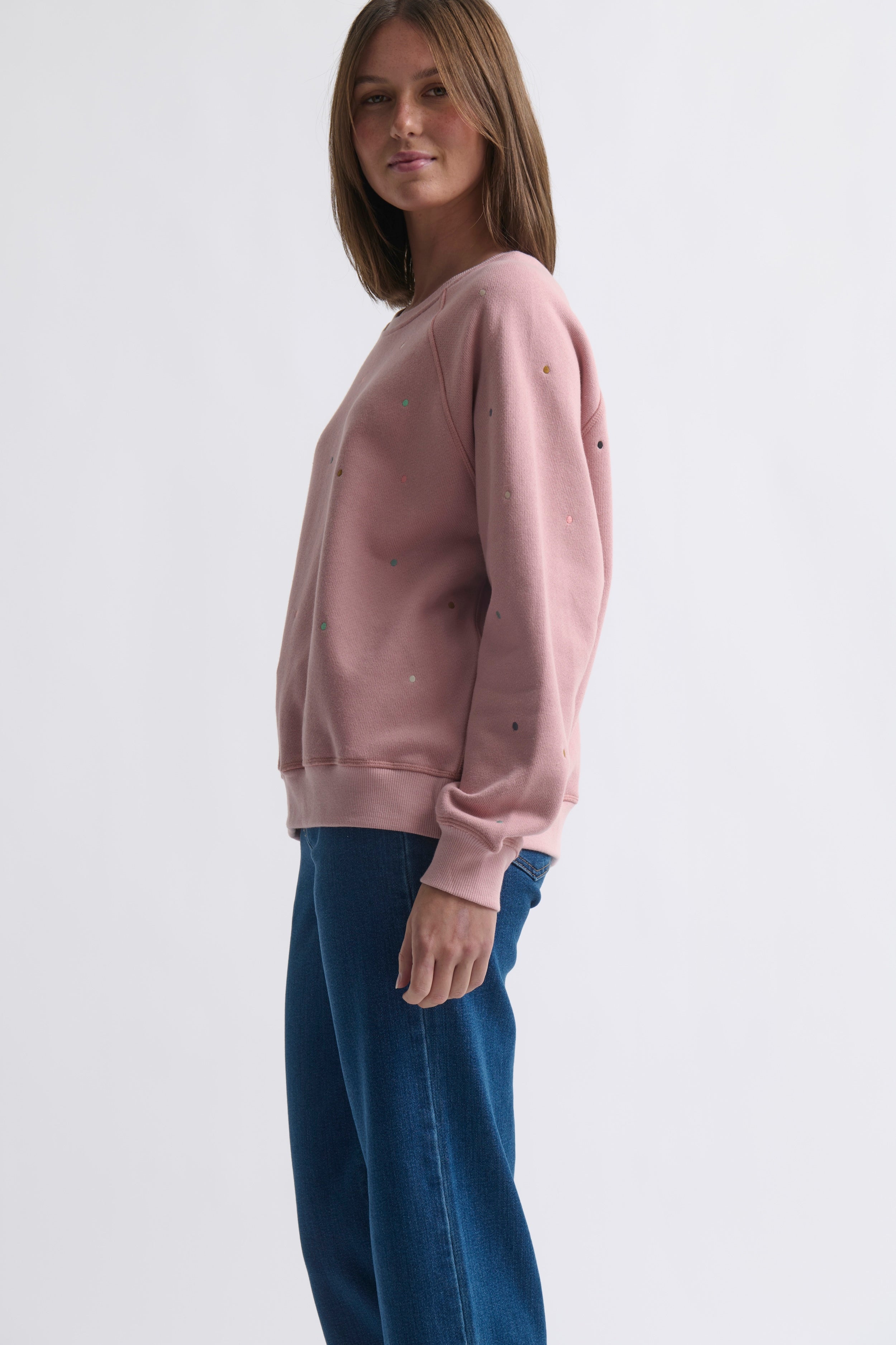 Patti Sweatshirt | Dots - Musk Pink - Kireina Australia