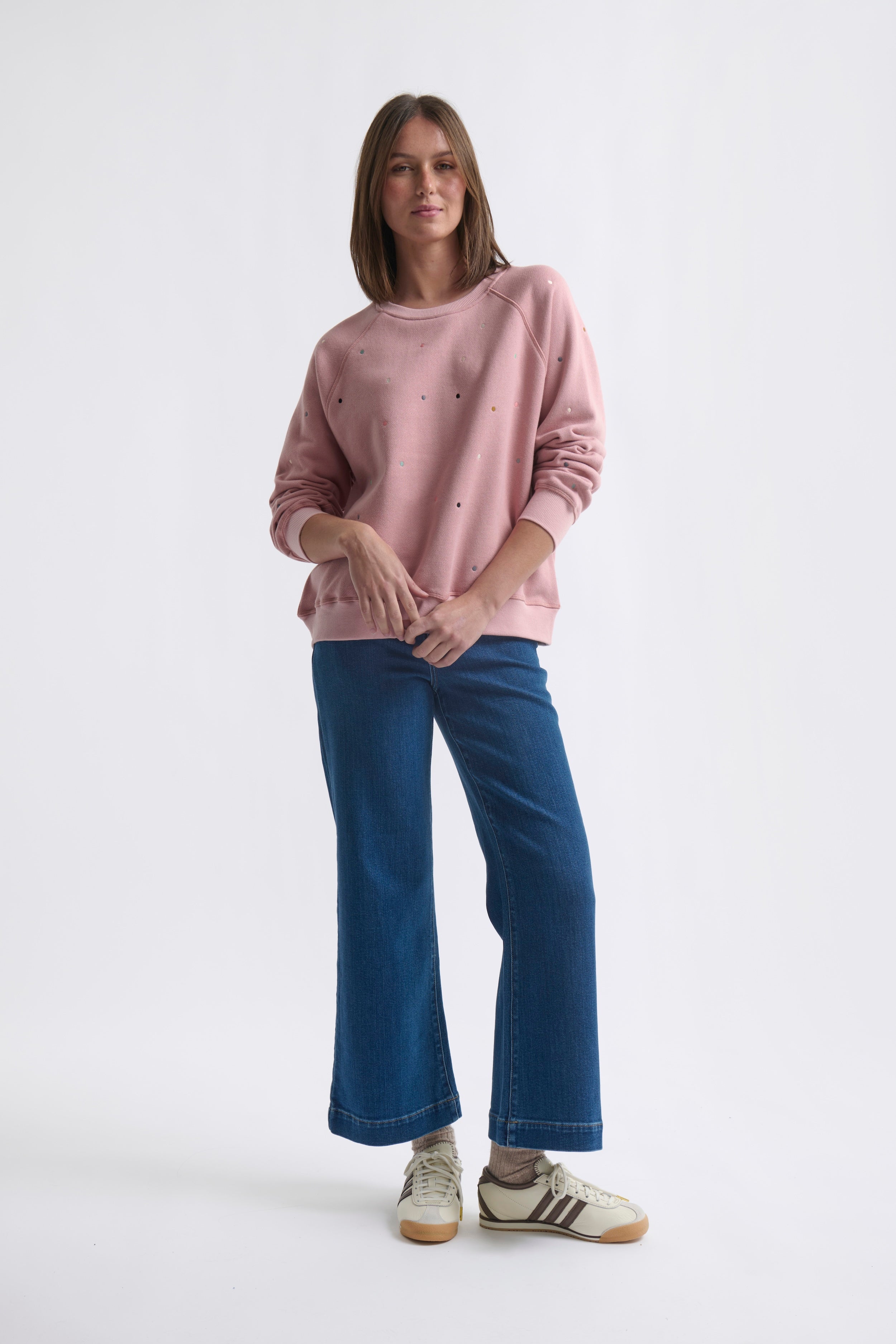 Patti Sweatshirt | Dots - Musk Pink - Kireina Australia