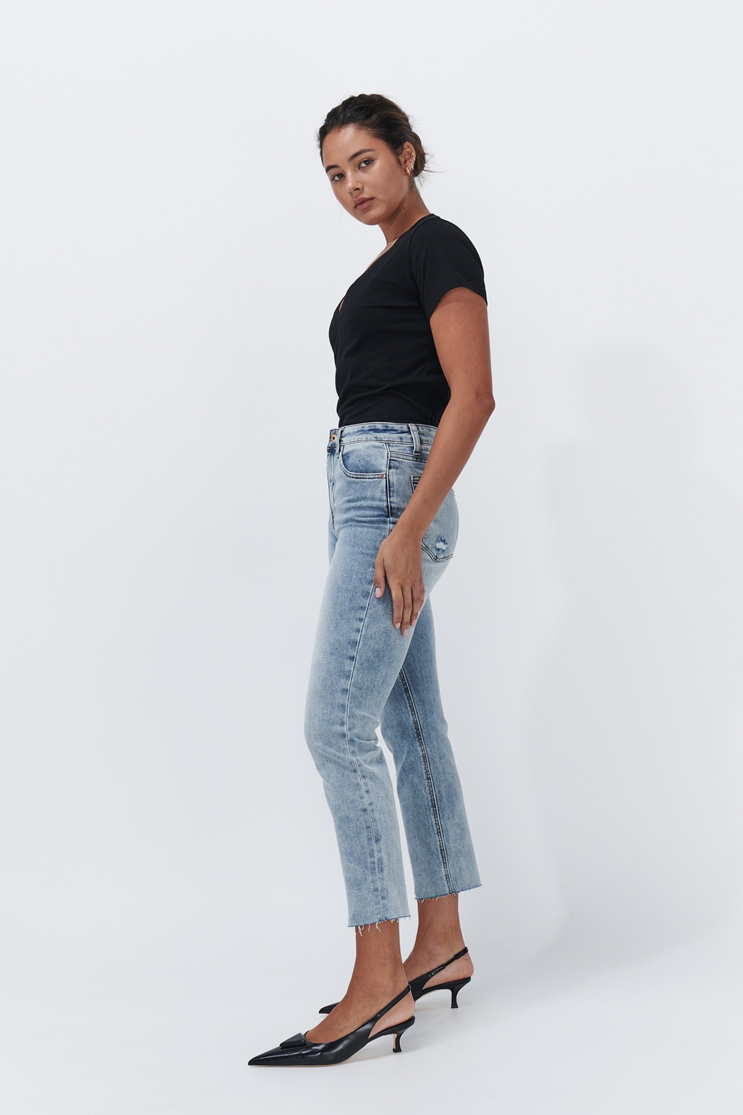 Rose Jean - Cropped Raw Hem | Sun Bleached