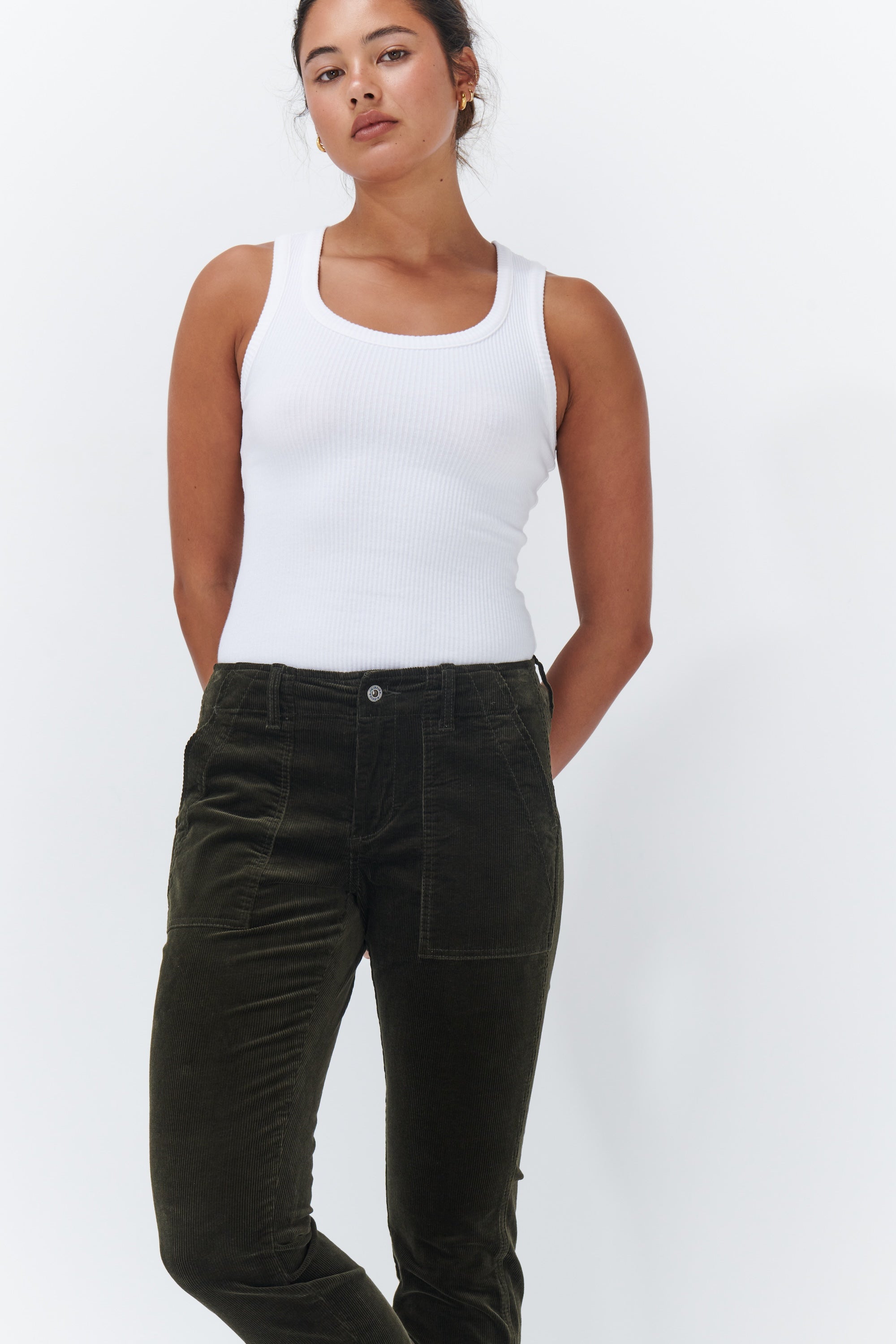 Soho Cord - Cropped | Khaki - Kireina Australia